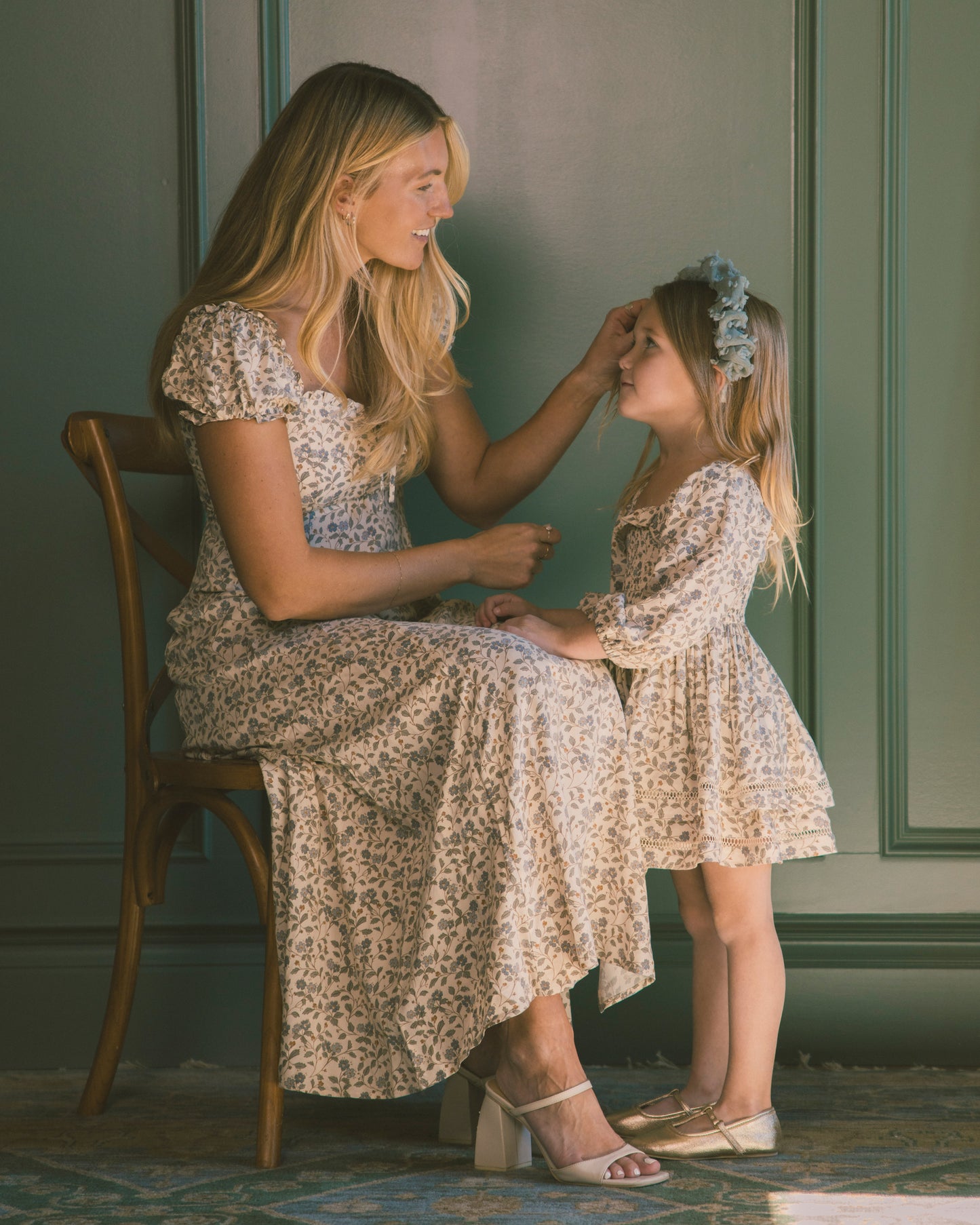Women's Nancy Dress Blue Garden - Rylee + Cru | Kids Clothes | Trendy Baby Clothes | Modern Infant Outfits |