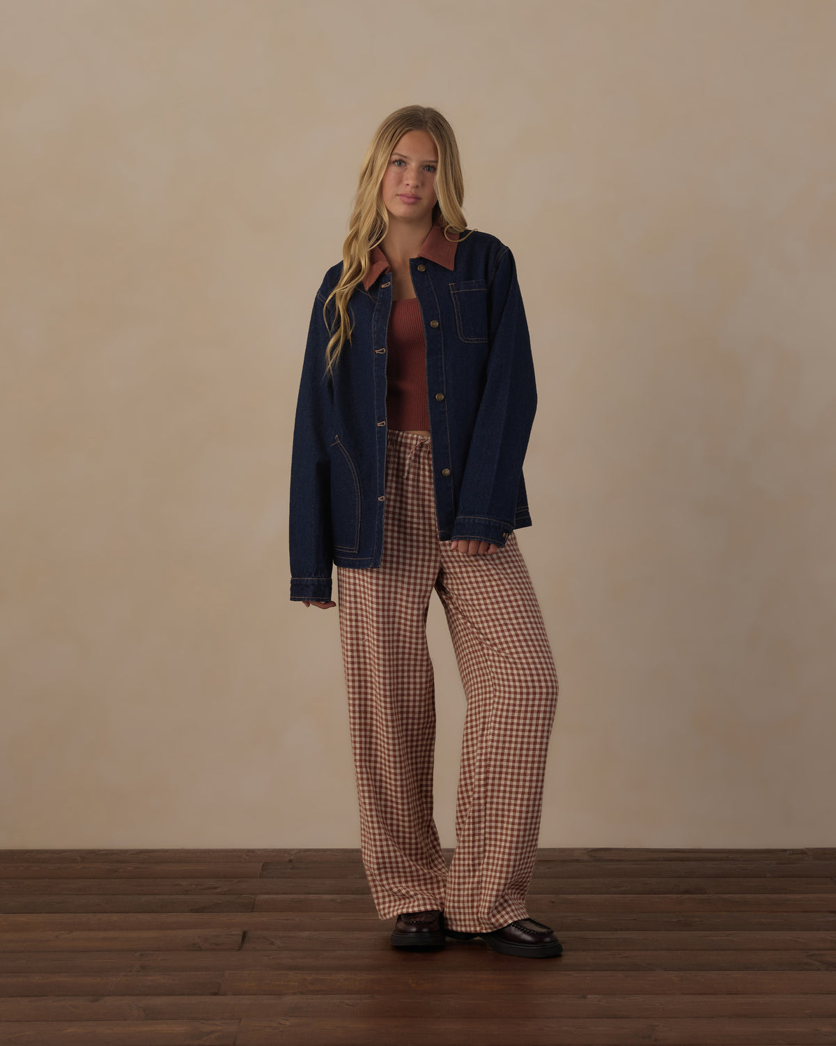 Teen Wide Leg Pant Brick Check - Rylee + Cru | Kids Clothes | Trendy Baby Clothes | Modern Infant Outfits |