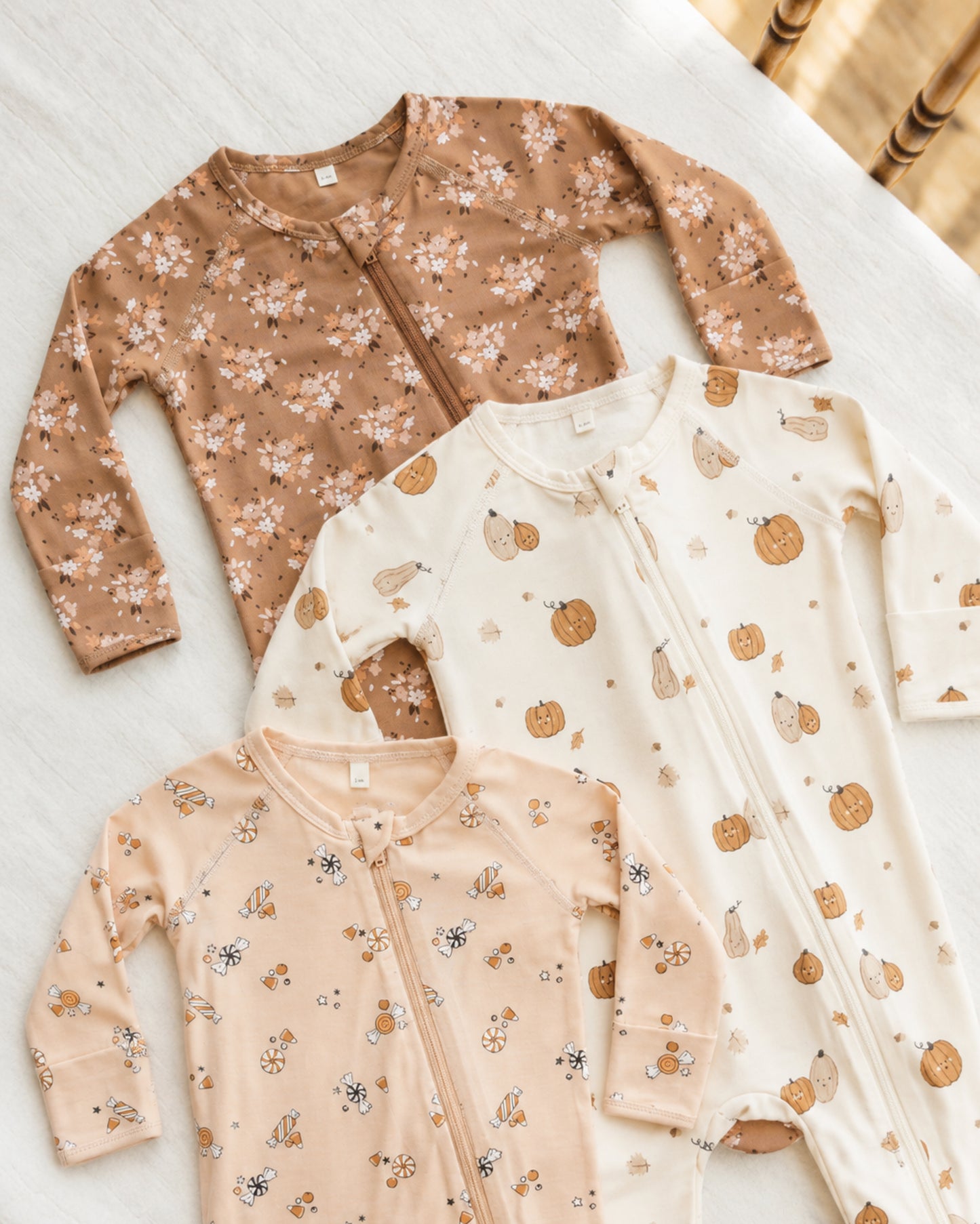 Bamboo Zip Footie Harvest Friends - Rylee + Cru | Kids Clothes | Trendy Baby Clothes | Modern Infant Outfits |
