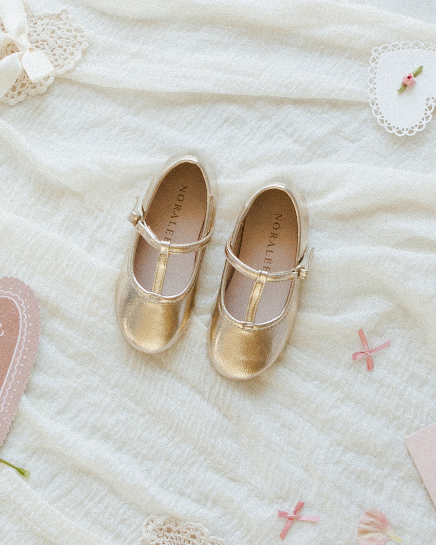 T-Strap Ballet Flats || Gold Metallic - Rylee + Cru | Kids Clothes | Trendy Baby Clothes | Modern Infant Outfits |