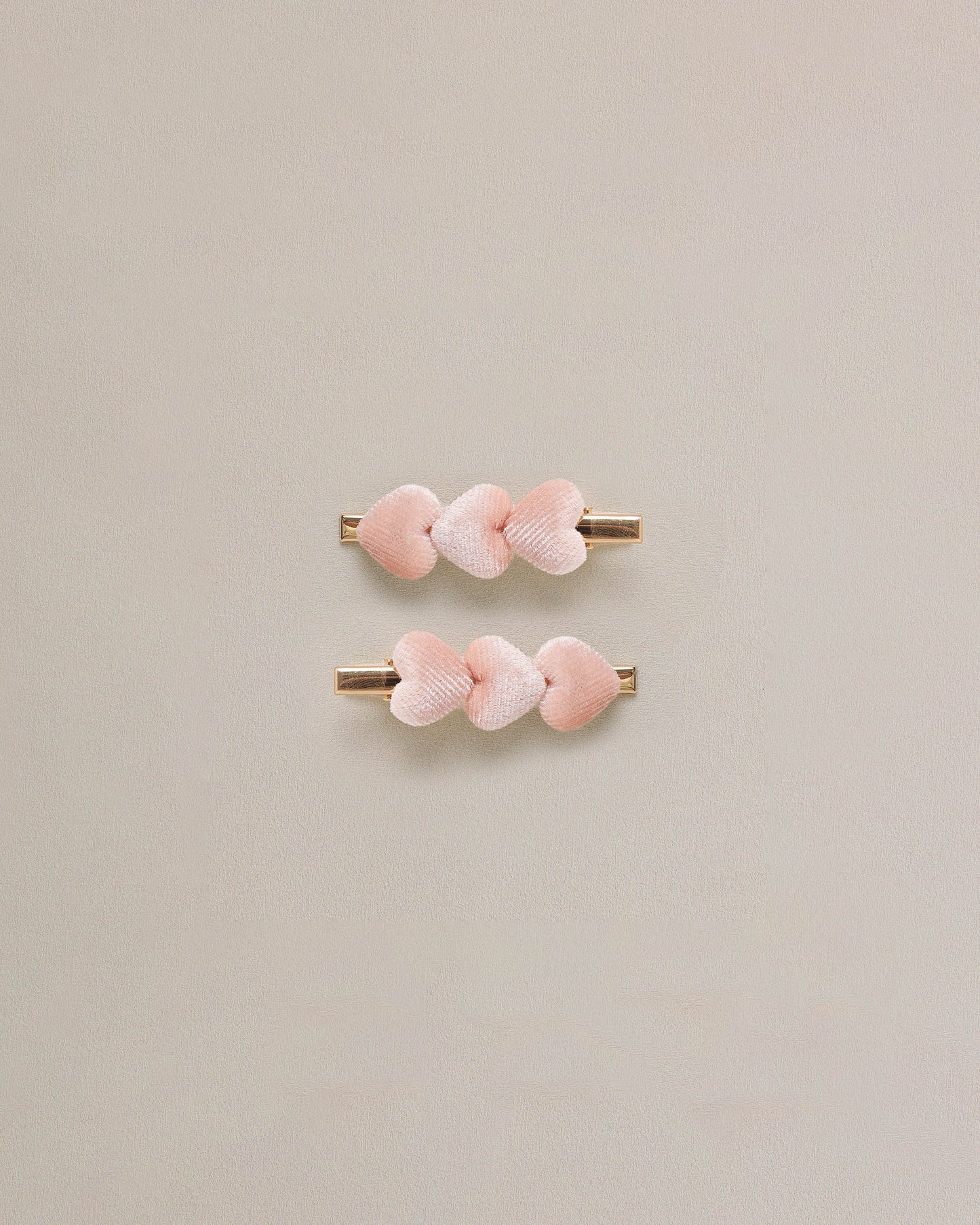 Velvet Heart Clips Pink
