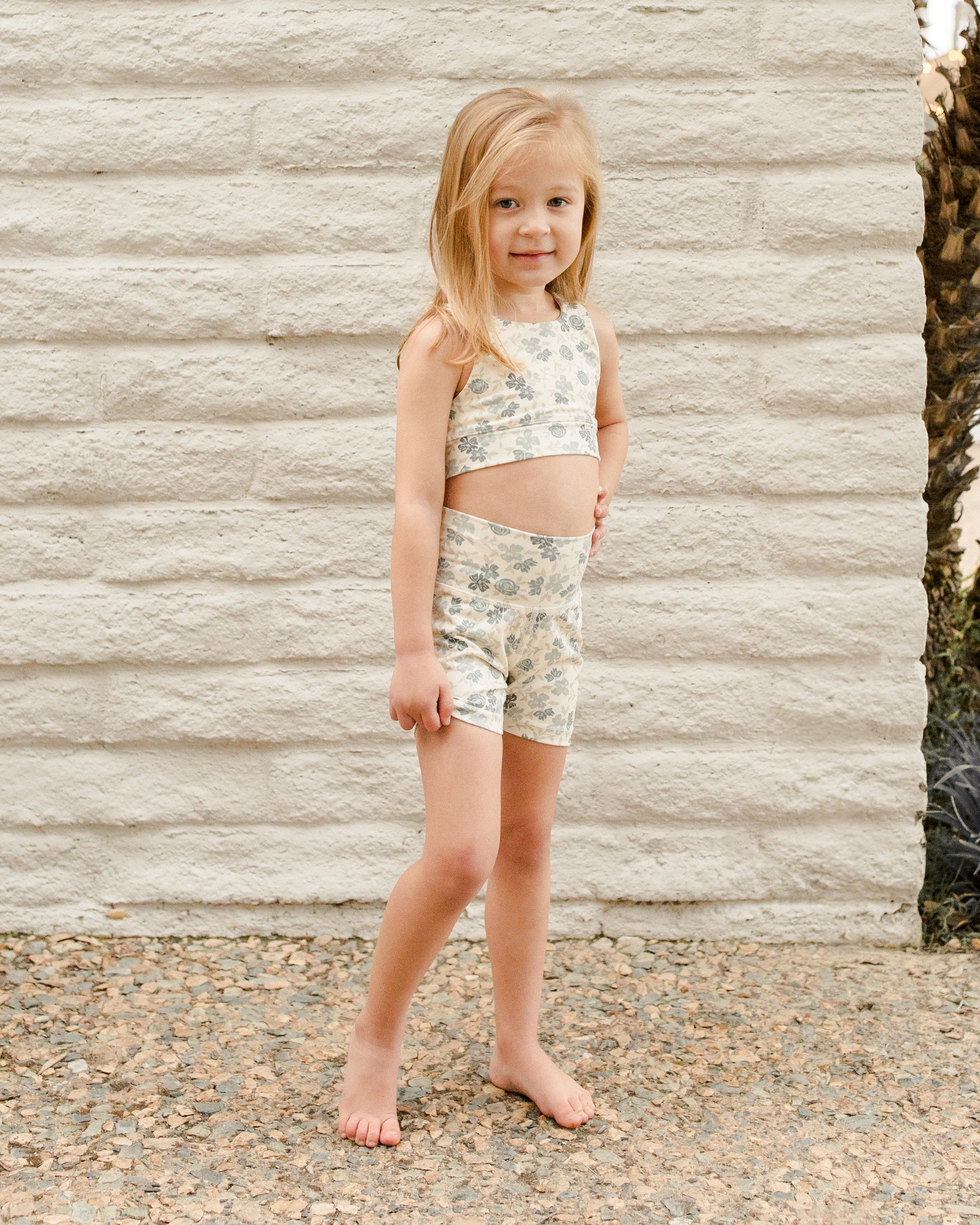 Bike Short || Blue Floral - Rylee + Cru | Kids Clothes | Trendy Baby Clothes | Modern Infant Outfits |