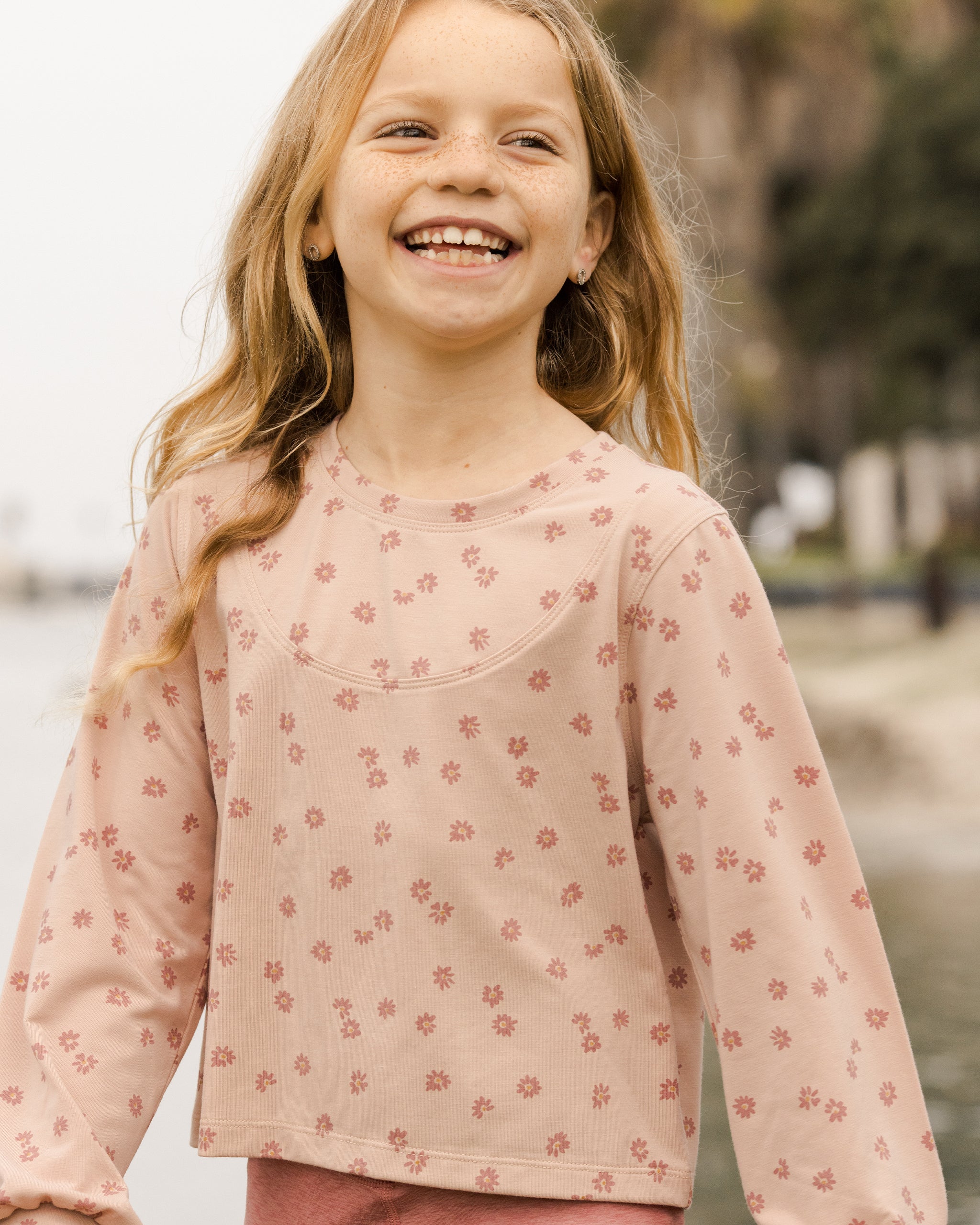 Scoop Long Sleeve || Pink Daisy - Rylee + Cru | Kids Clothes | Trendy Baby Clothes | Modern Infant Outfits |