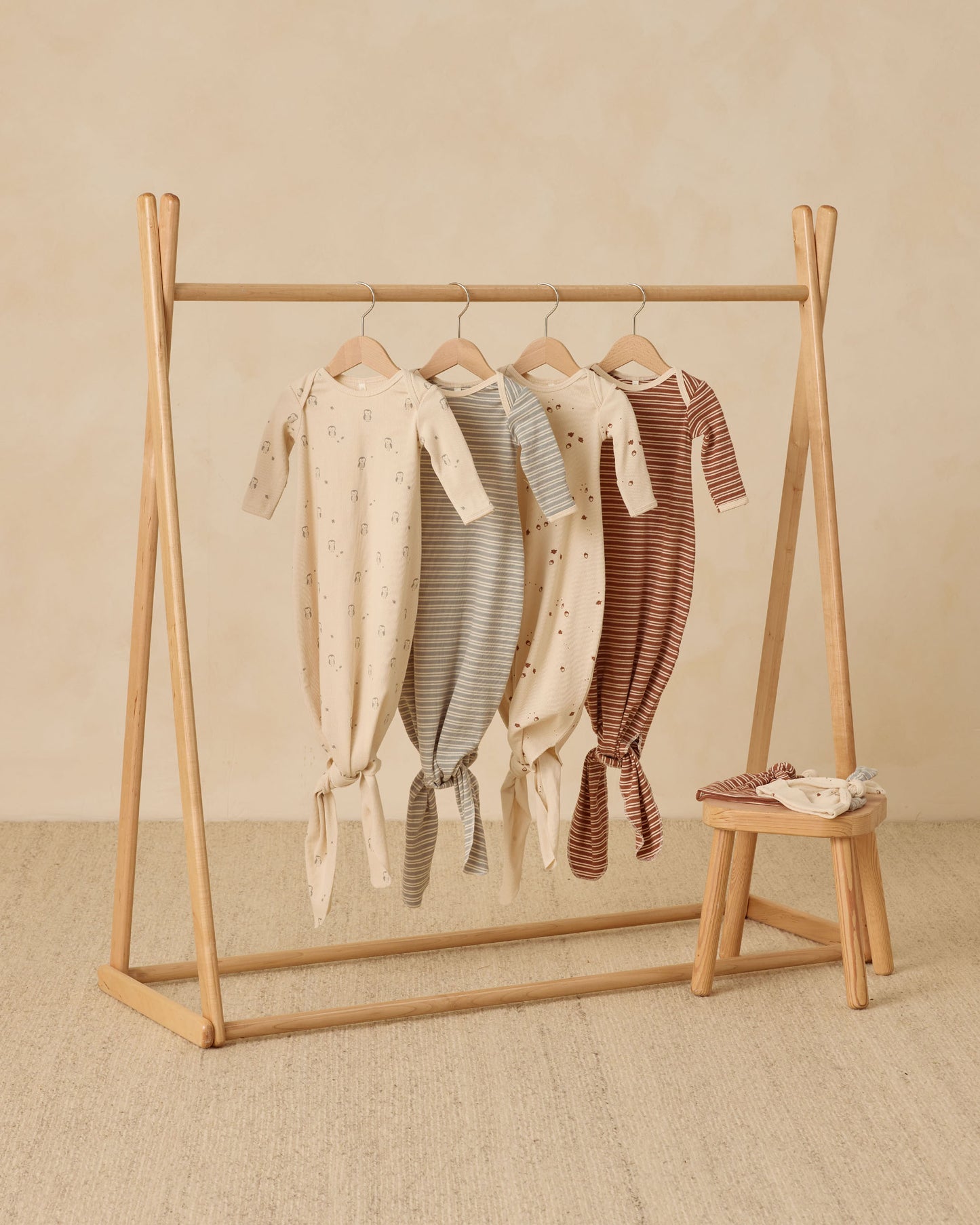 Knotted Baby Gown + Hat Set || Owls - Rylee + Cru | Kids Clothes | Trendy Baby Clothes | Modern Infant Outfits |