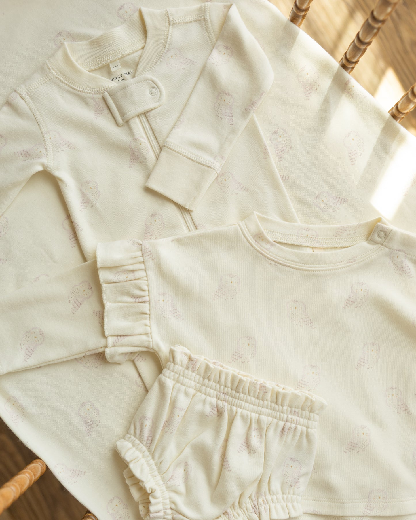 Gathered Bloomer || Snow Owls - Rylee + Cru | Kids Clothes | Trendy Baby Clothes | Modern Infant Outfits |