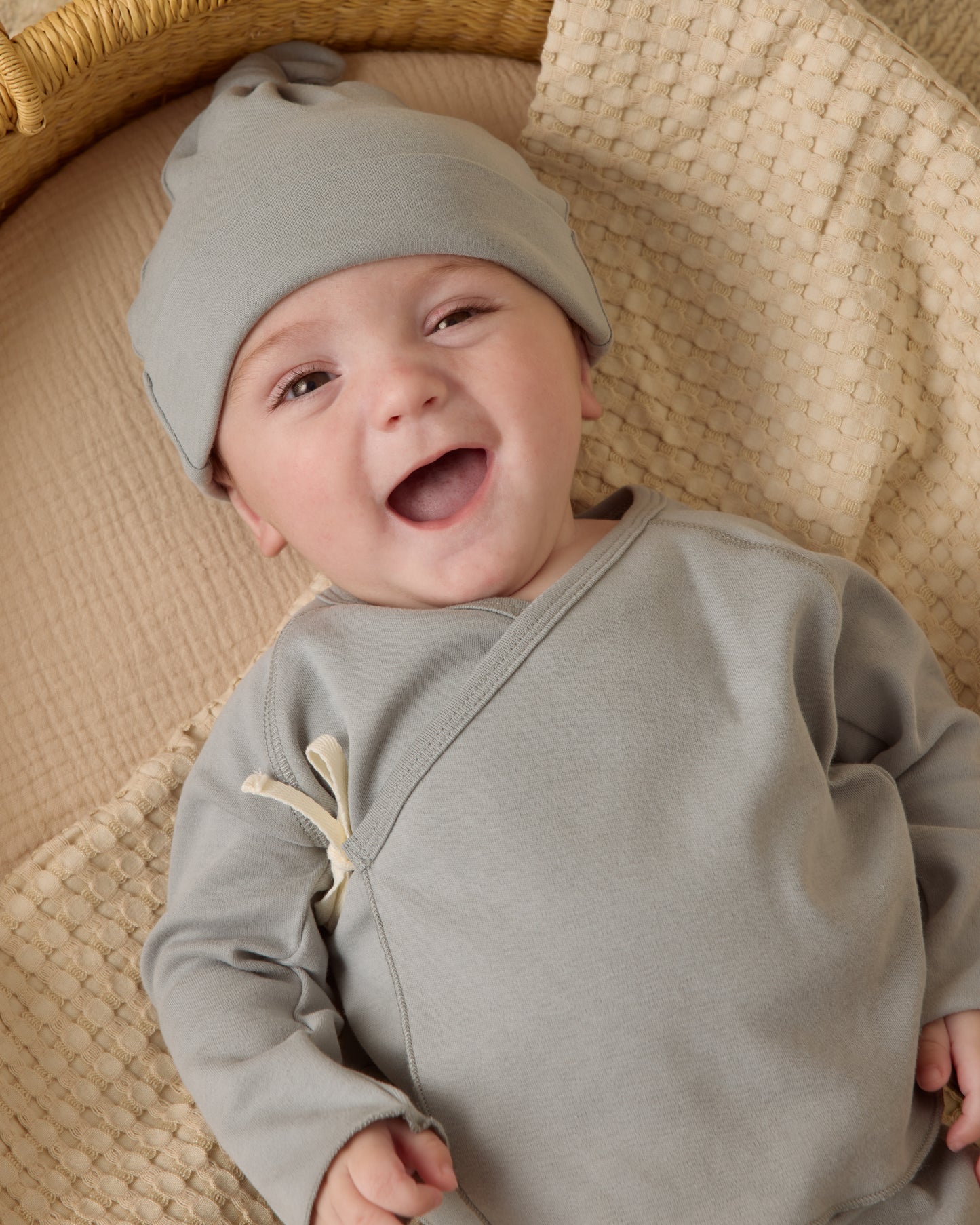 Wrap Top + Footed Pant Set || Steel Blue - Rylee + Cru | Kids Clothes | Trendy Baby Clothes | Modern Infant Outfits |