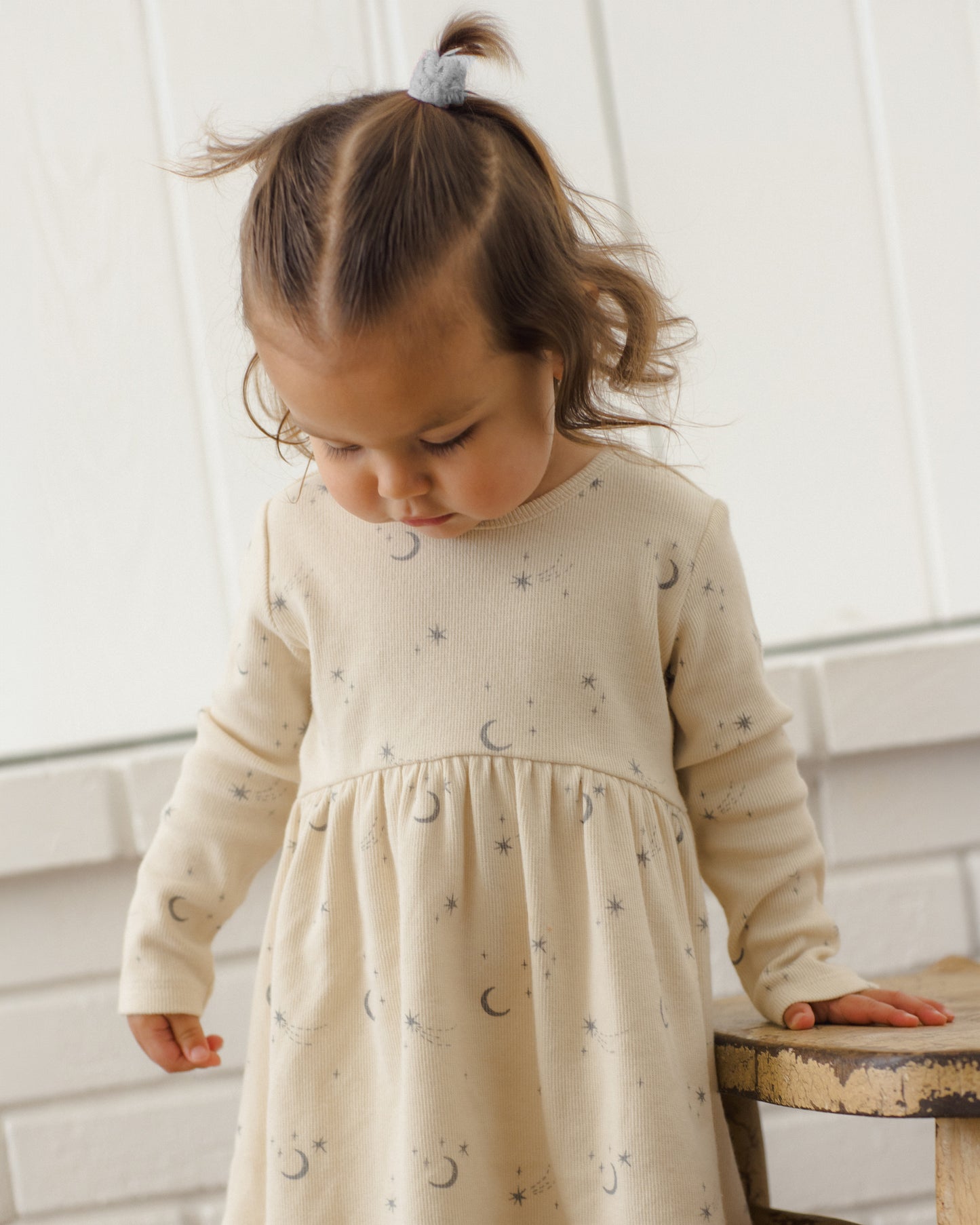 Ribbed Long Sleeve Dress Celestial - Rylee + Cru | Kids Clothes | Trendy Baby Clothes | Modern Infant Outfits |