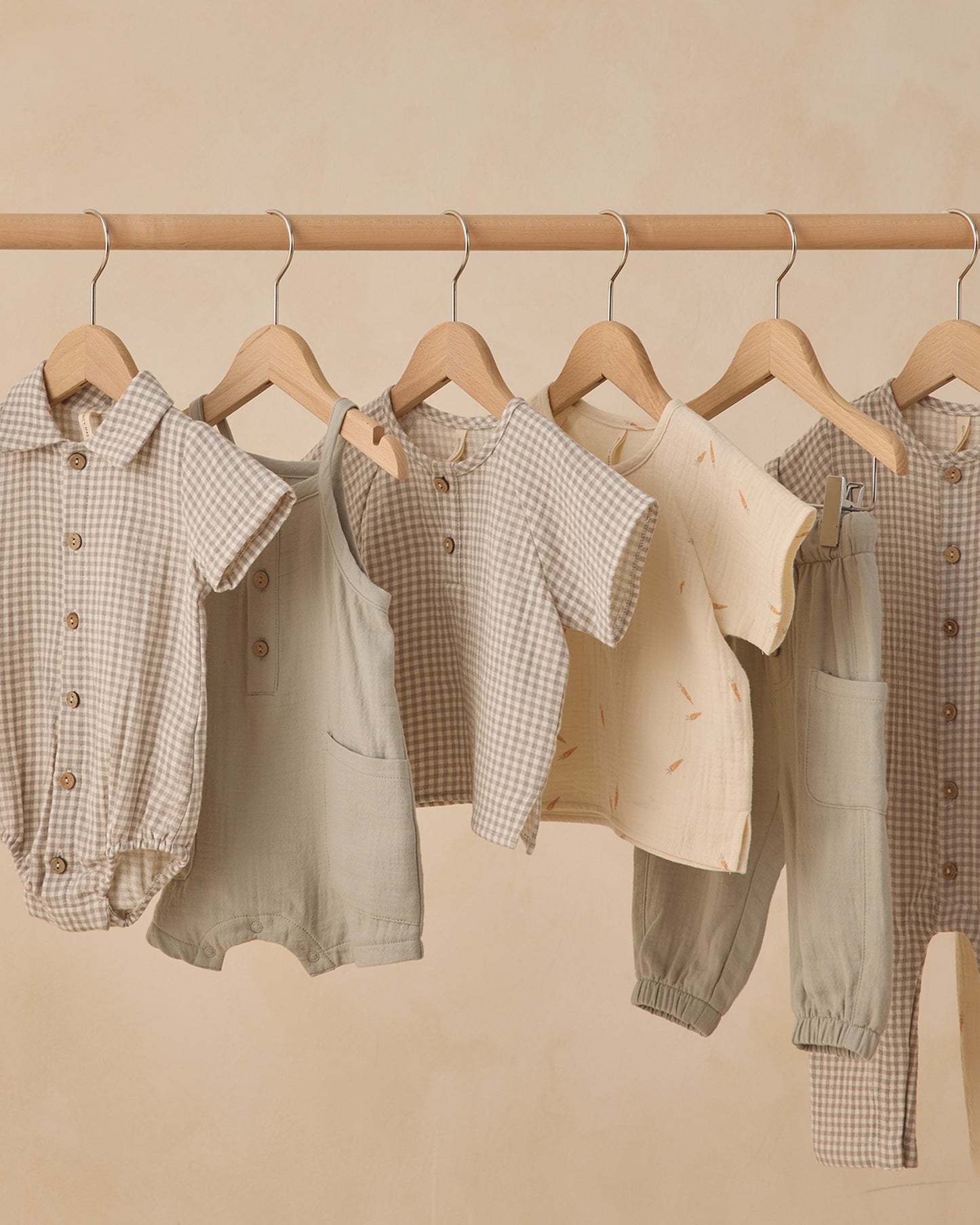 Matteo Romper Sage Gingham - Rylee + Cru | Kids Clothes | Trendy Baby Clothes | Modern Infant Outfits |