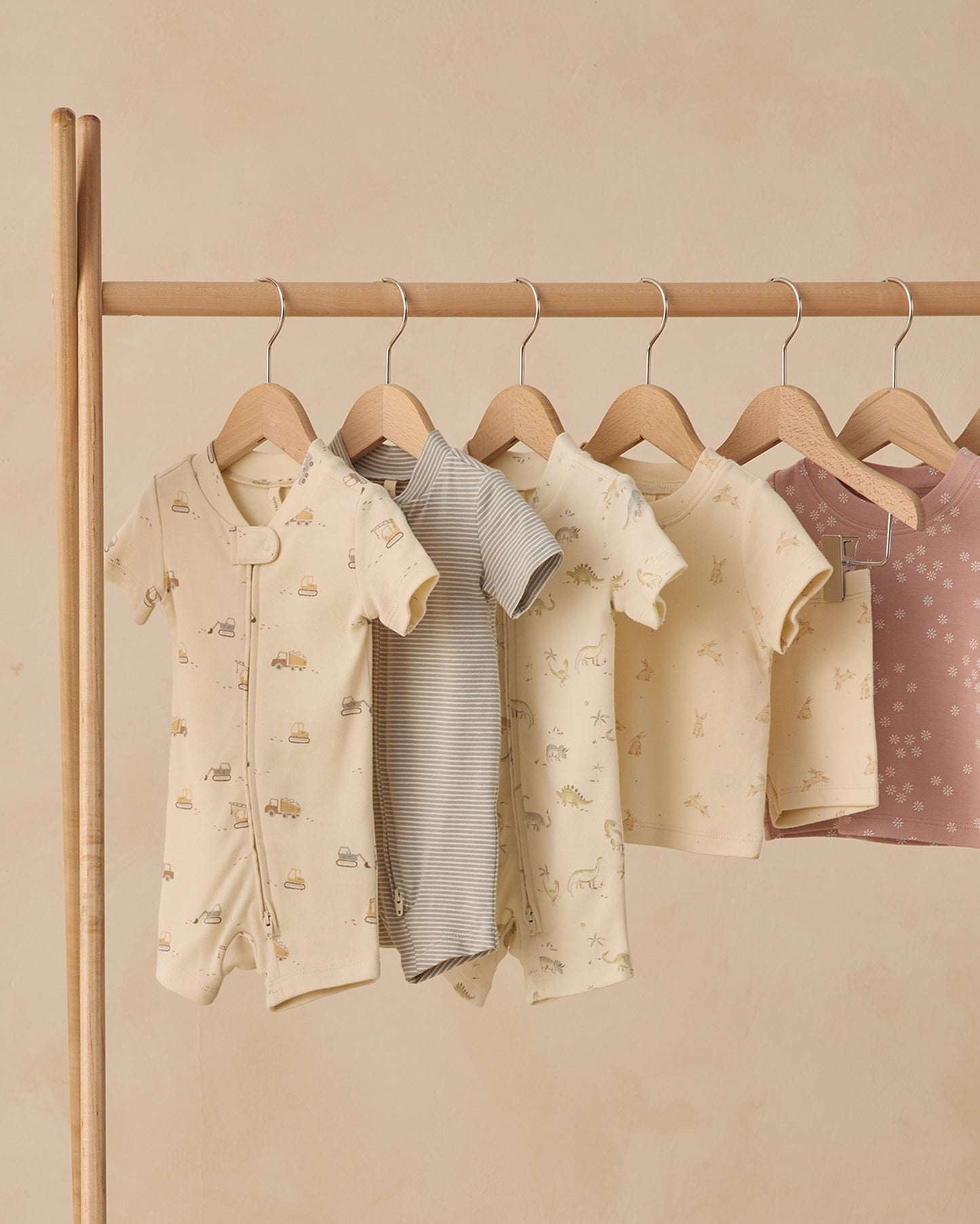 Zip Short Sleeve Sleeper Construction Trucks - Rylee + Cru | Kids Clothes | Trendy Baby Clothes | Modern Infant Outfits |