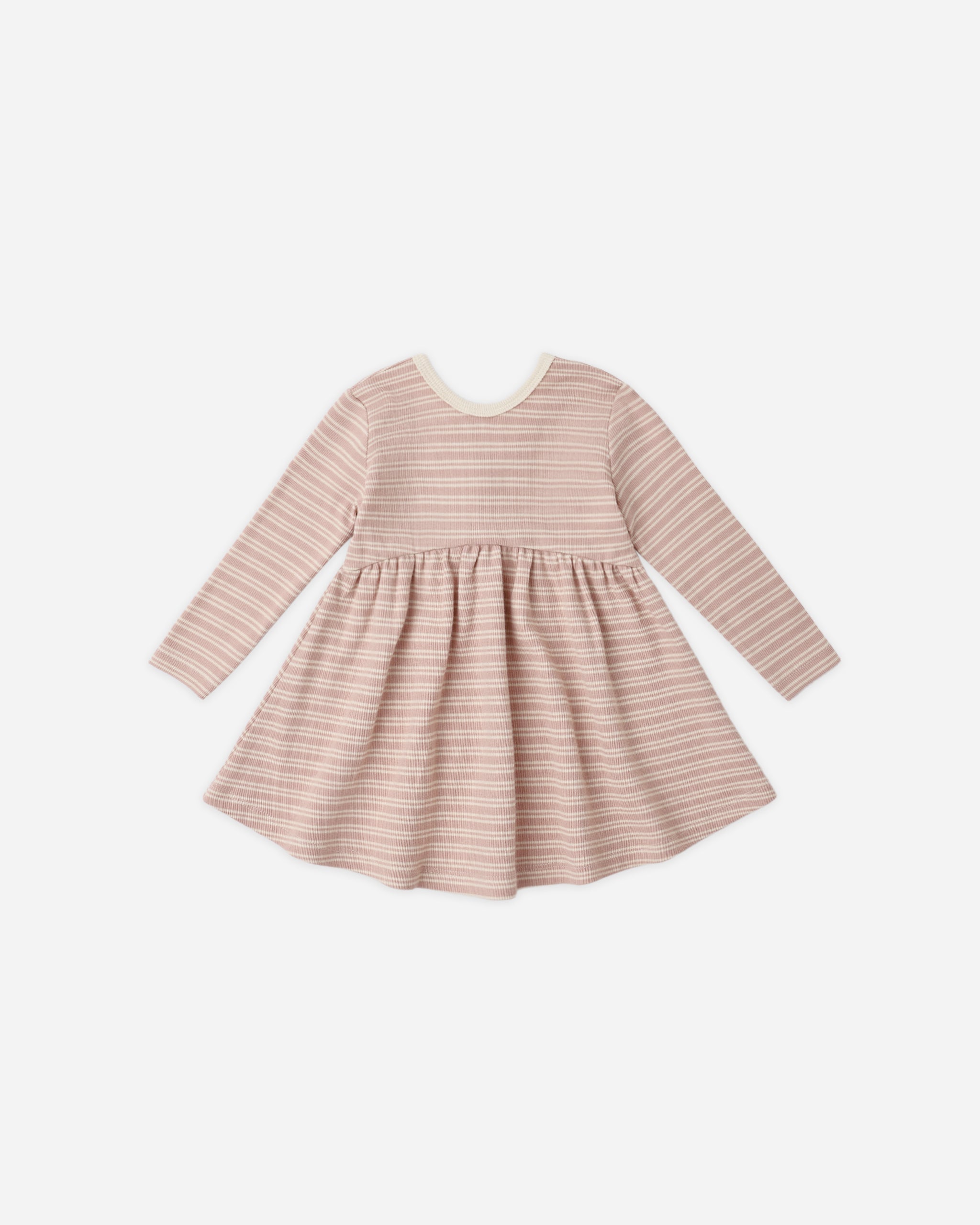 Ribbed Long Sleeve Dress Dusty Rose Microstripe – Quincy Mae