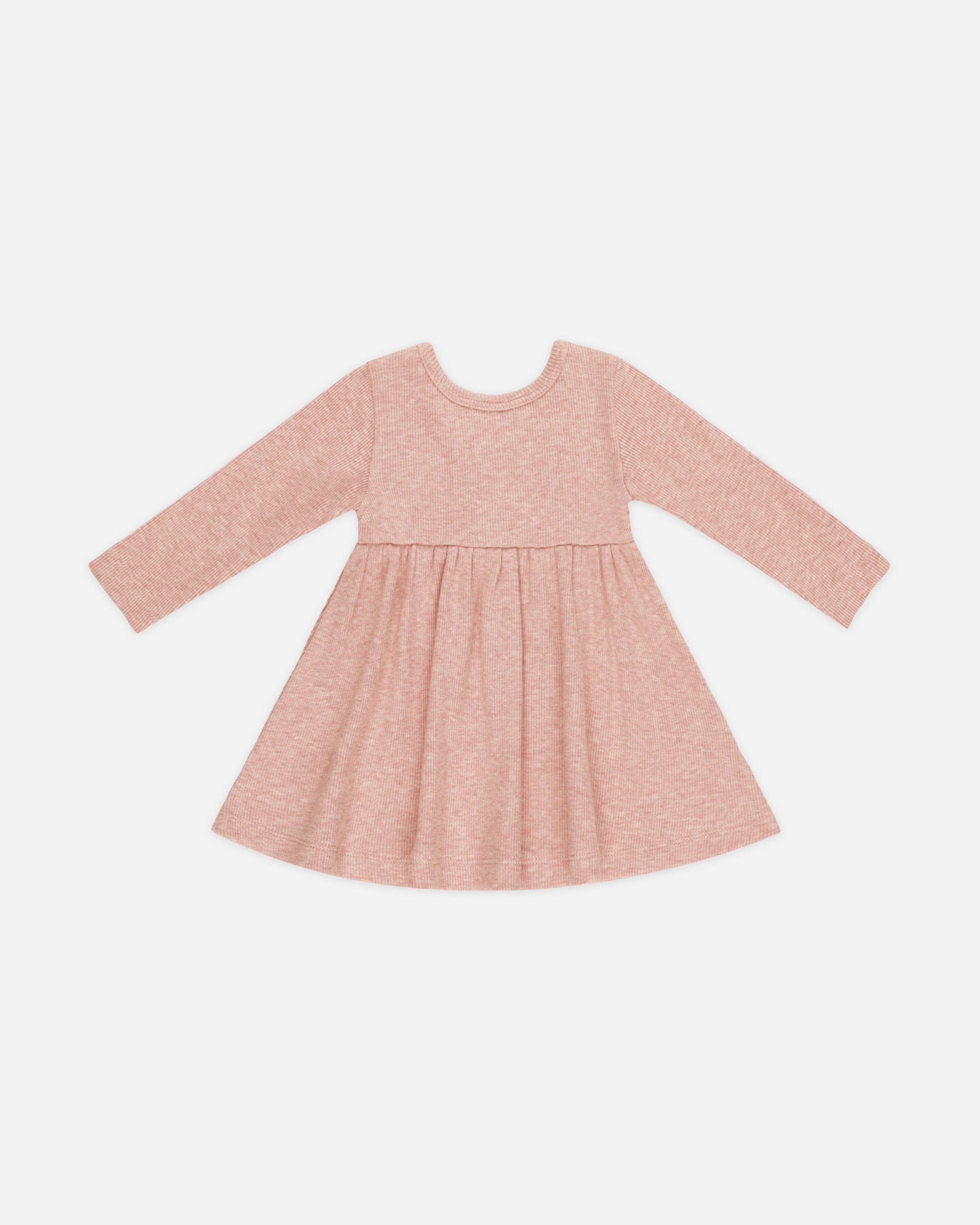 Ribbed Long Sleeve Baby Dress - Rose - 2-3Y