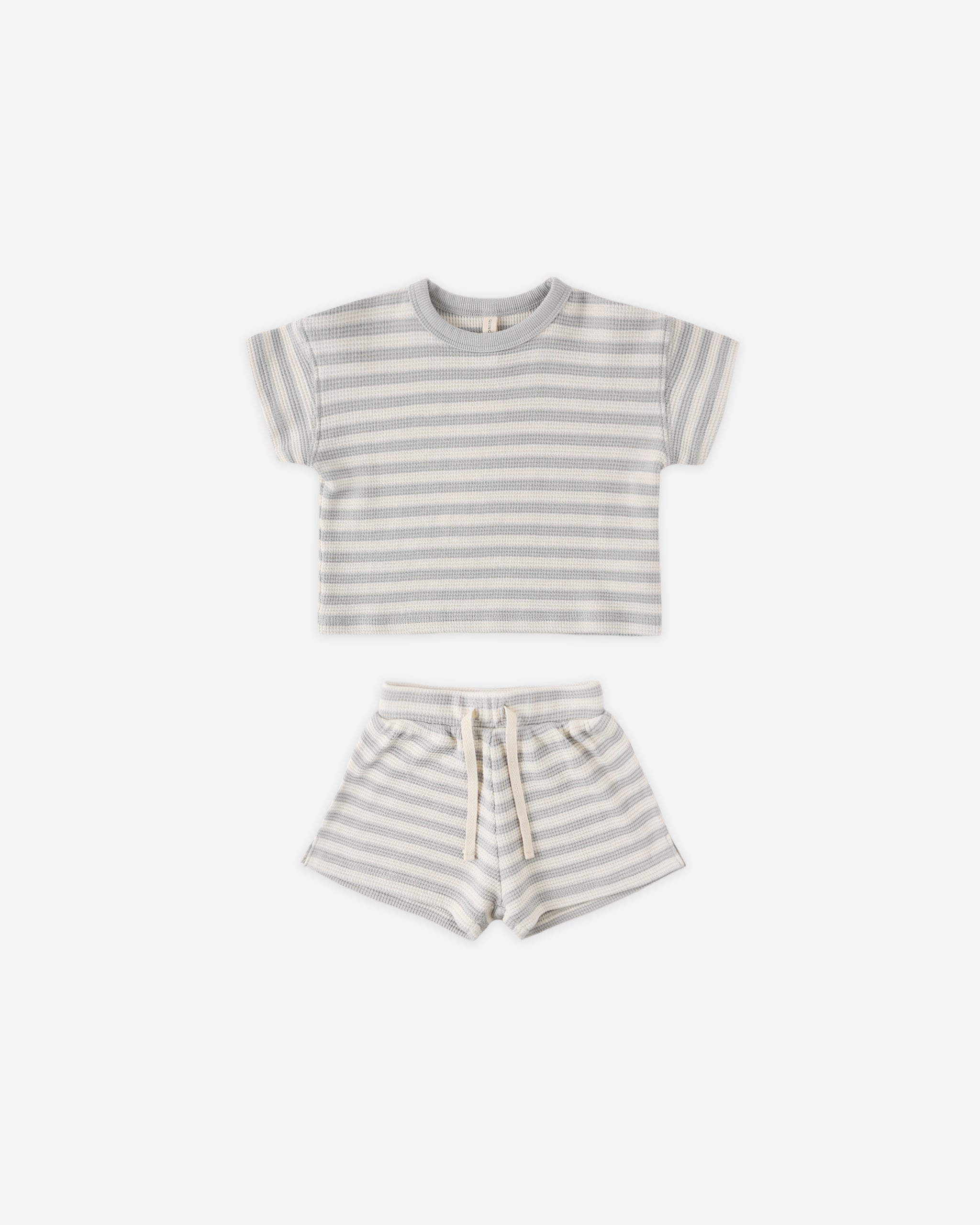 Waffle Tee + Short Set Sky Stripe – Quincy Mae