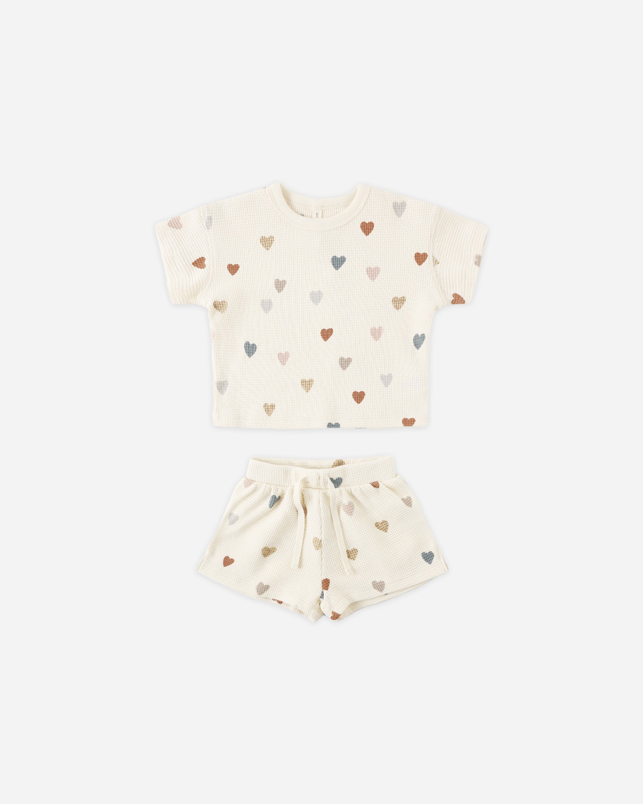 トップス KOOKY ZOO JUVENILE WAFFLE TEE (SIZE)2 Waffle Tee + Short Set Confetti Hearts – Quincy Mae