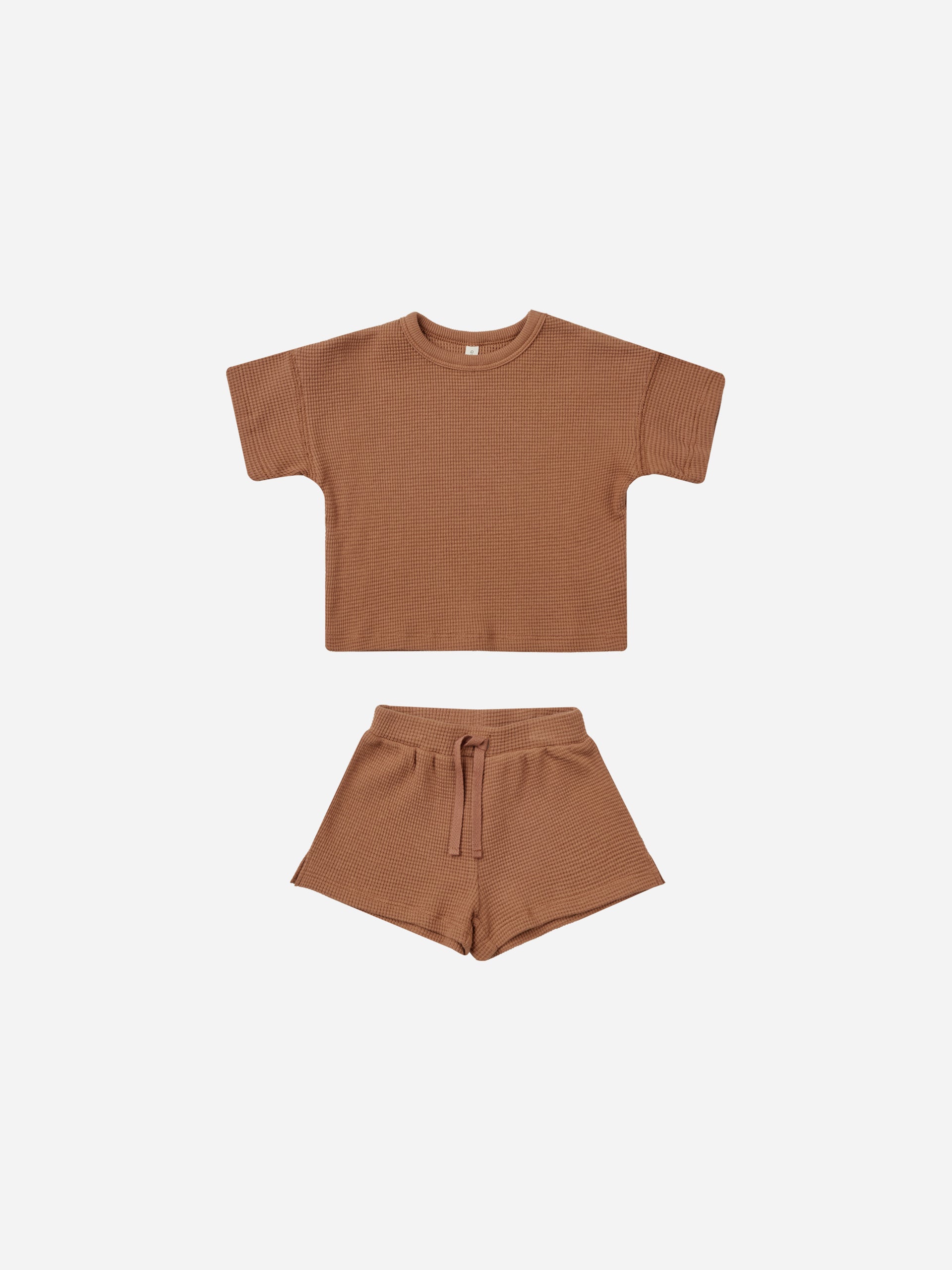 Waffle Tee + Short Set || Clay - Rylee + Cru | Kids Clothes | Trendy Baby Clothes | Modern Infant Outfits |