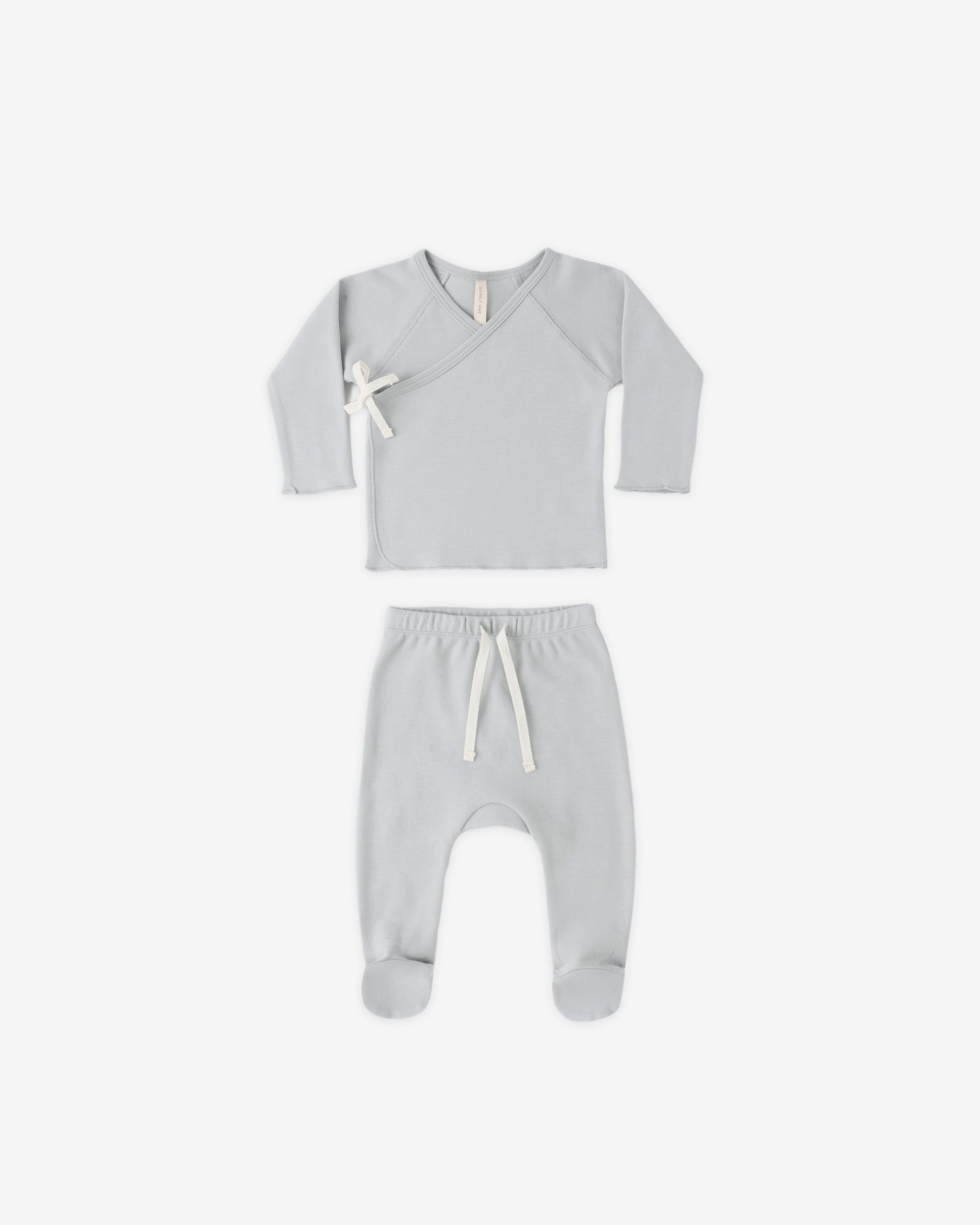 Wrap Top + Footed Pant Set Sky – Quincy Mae
