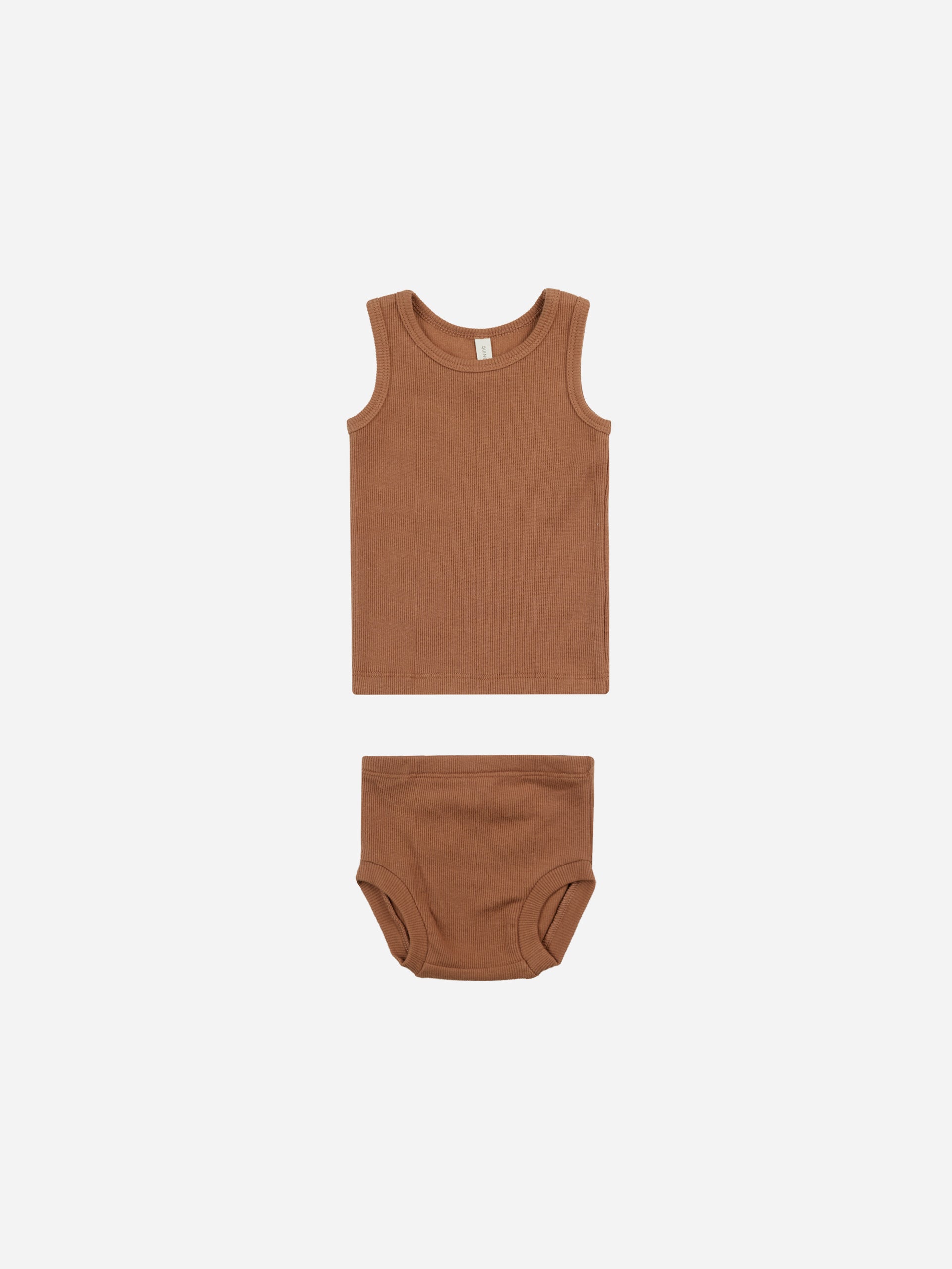 Ribbed Tank + Bloomer Set || Clay - Rylee + Cru | Kids Clothes | Trendy Baby Clothes | Modern Infant Outfits |