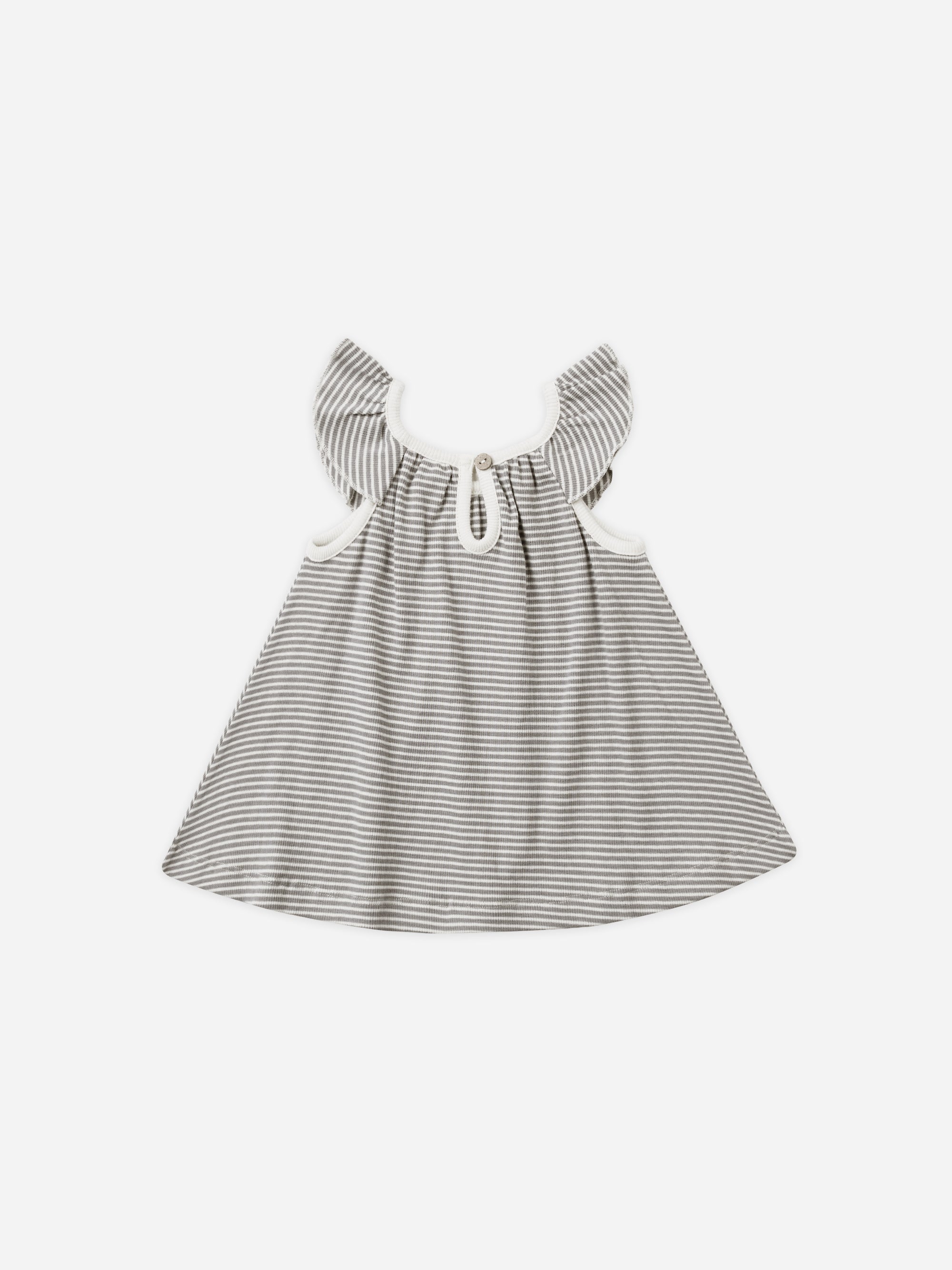 Ruffle Swing Dress || Lagoon Micro Stripe - Rylee + Cru | Kids Clothes | Trendy Baby Clothes | Modern Infant Outfits |