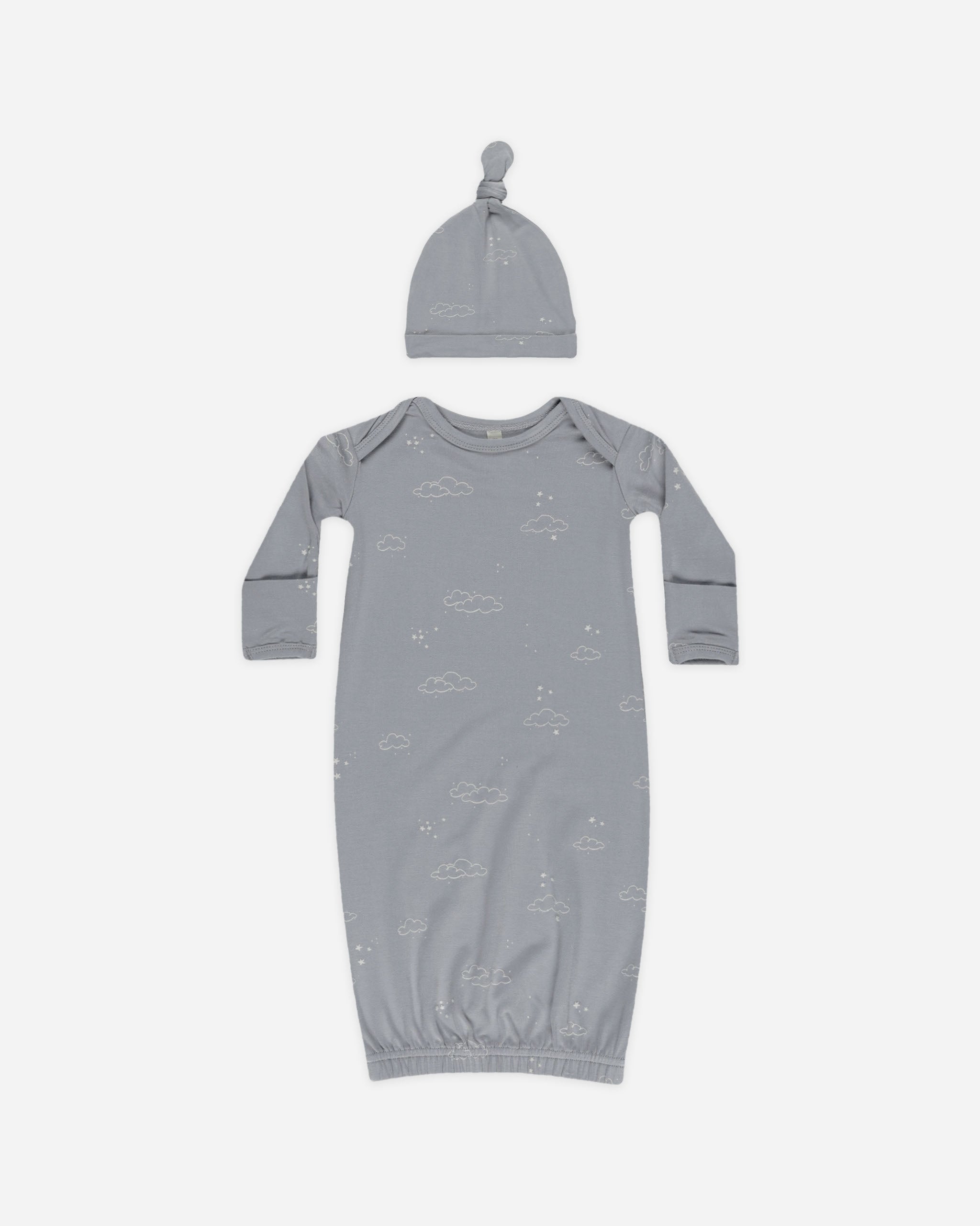 QUINCY MAE BAMBOO BABY GOWN + HAT SET ELEPHANTS main image 0