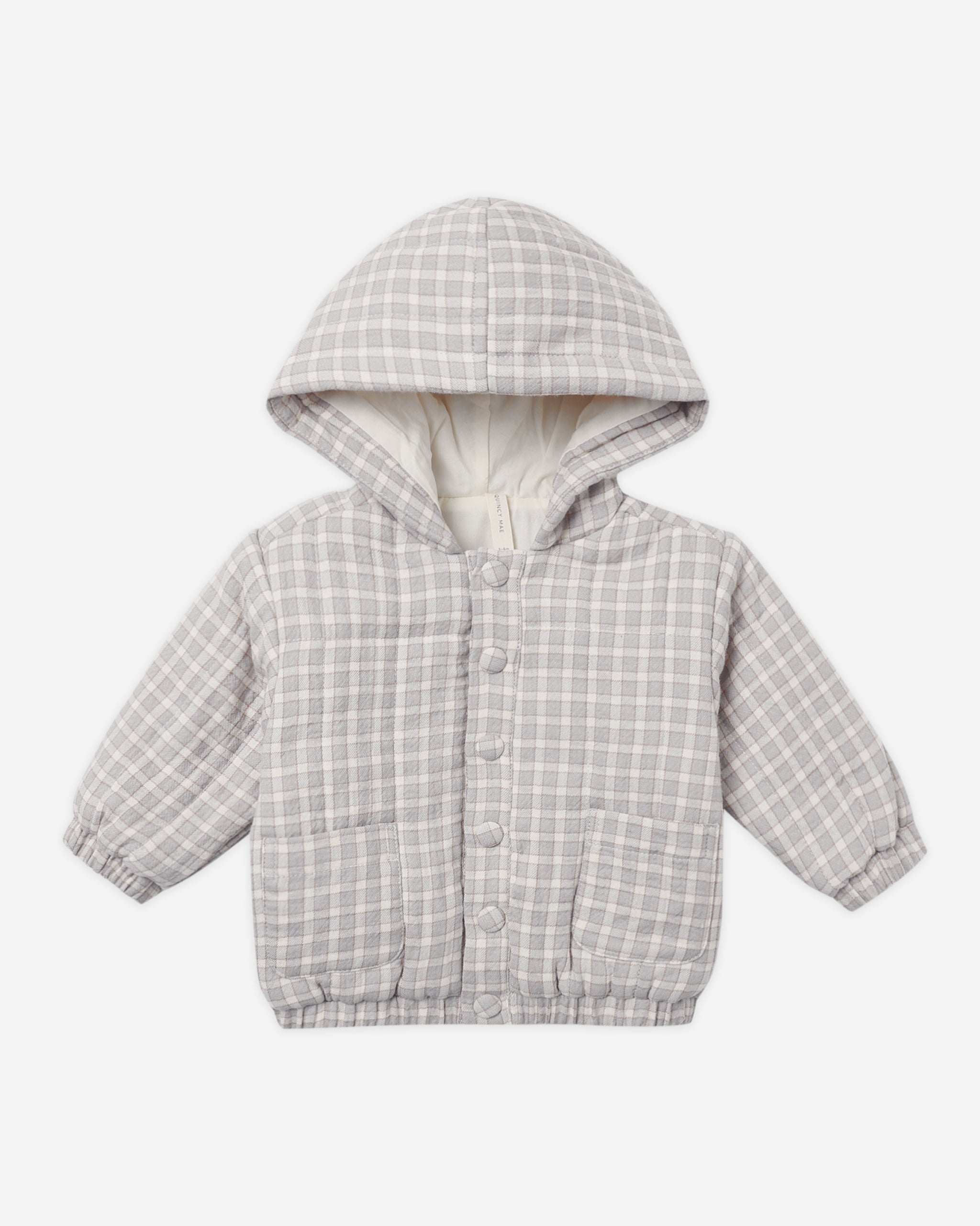 Hooded Woven Jacket Blue Gingham – Quincy Mae
