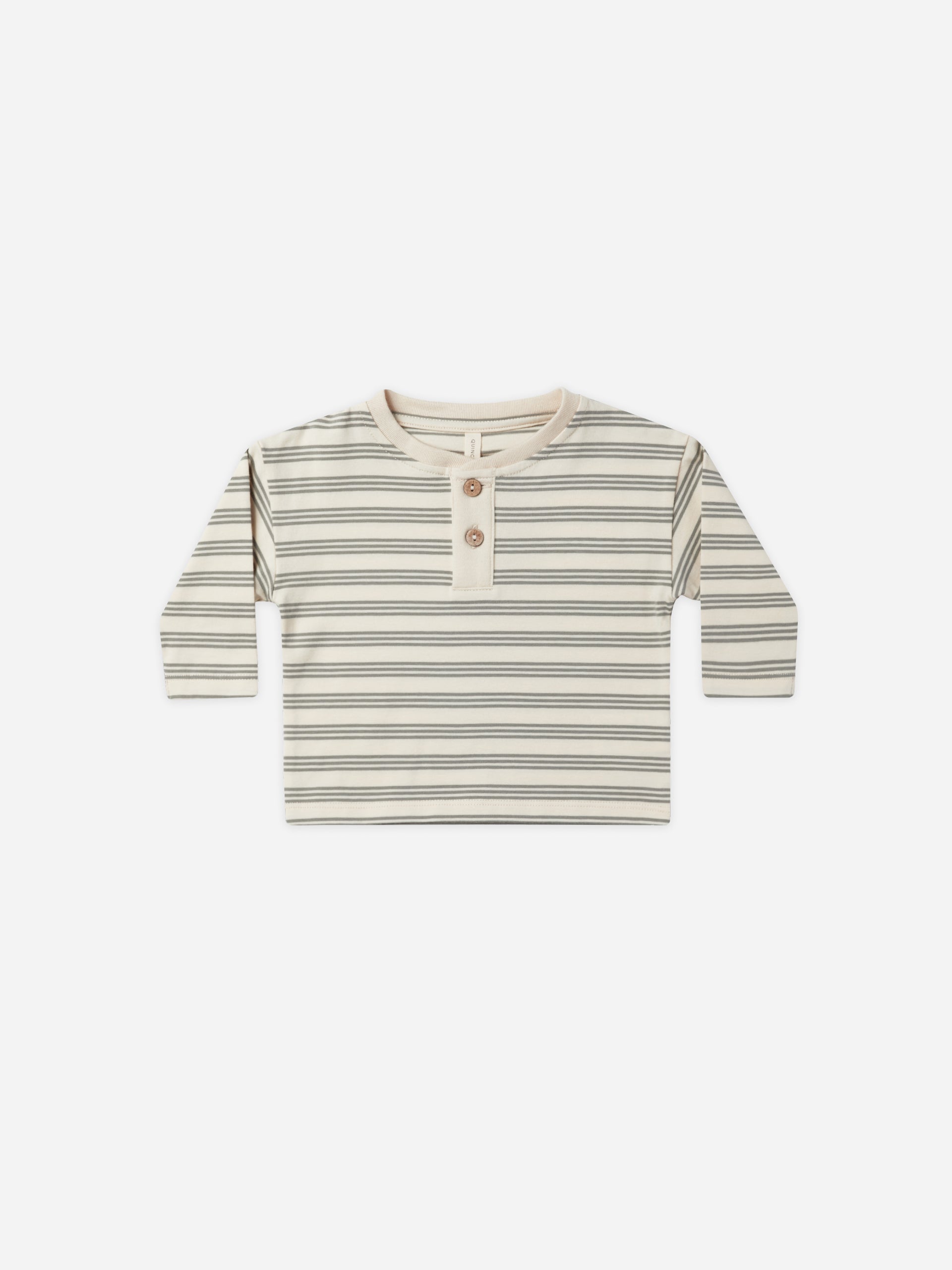 Brown Toddler Striped Jersey Henley