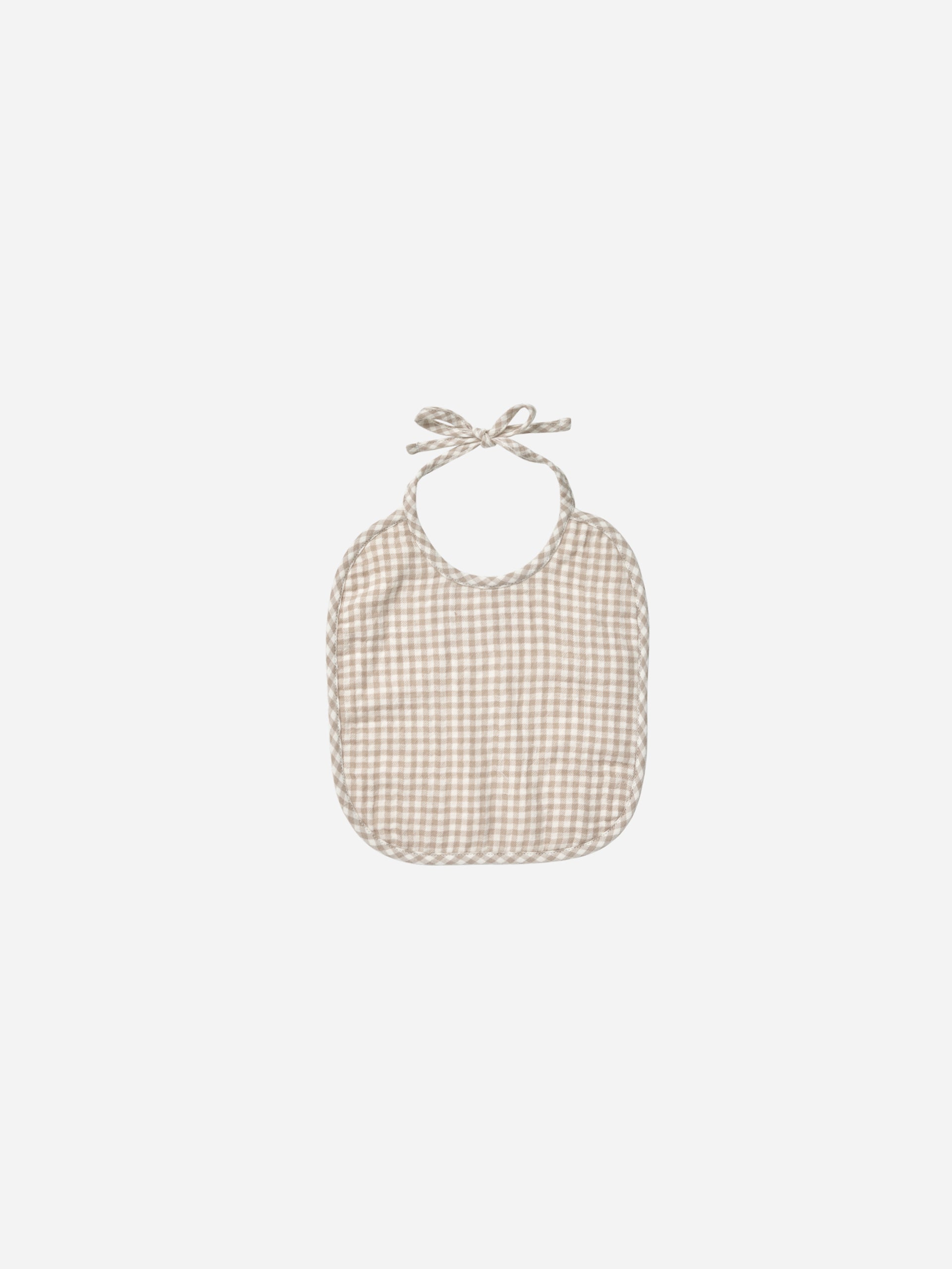 Woven Tie Bib || Oat Gingham - Rylee + Cru | Kids Clothes | Trendy Baby Clothes | Modern Infant Outfits |