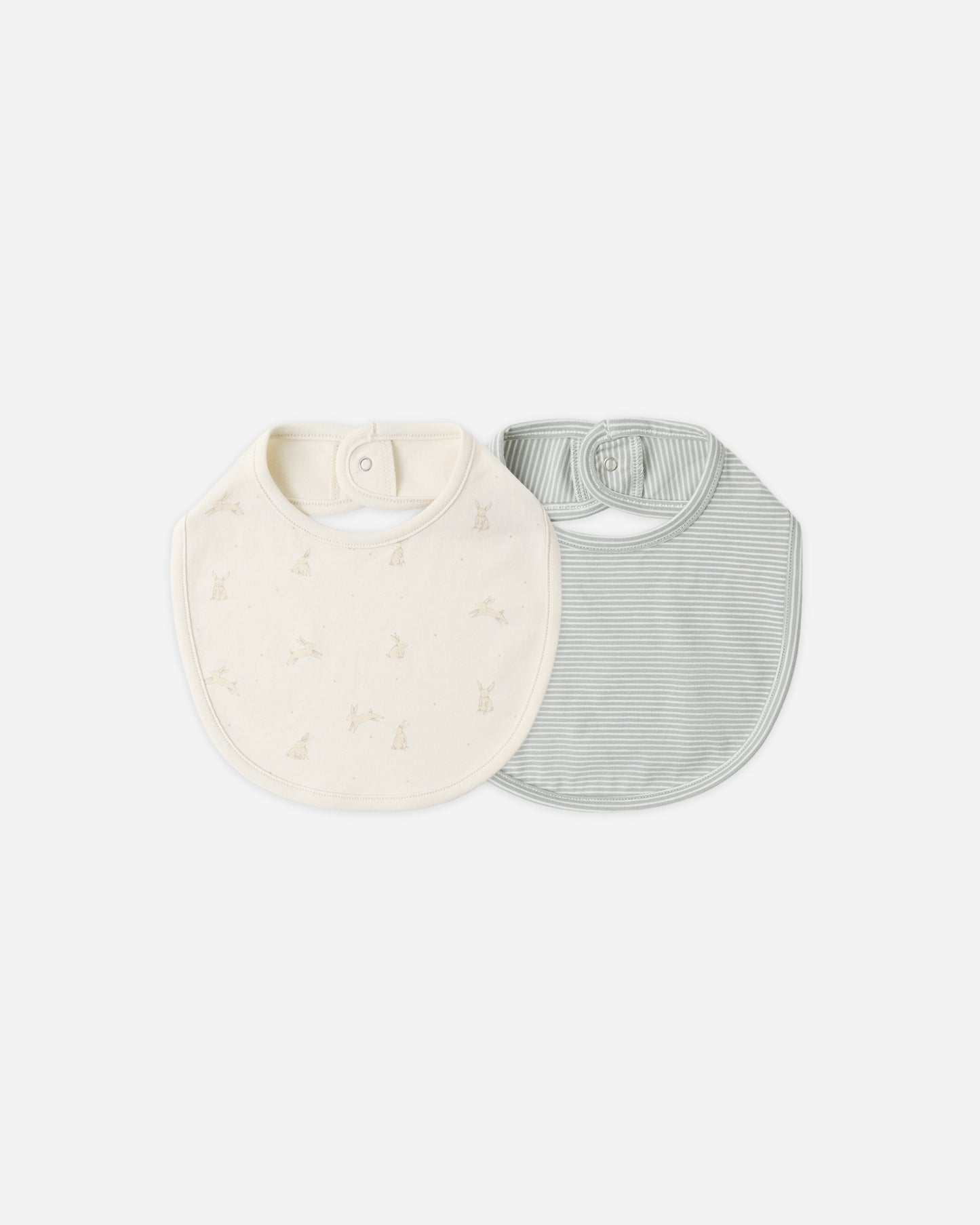 Jersey Snap Bib Pack Bunnies, Sage Microstripe - Rylee + Cru | Kids Clothes | Trendy Baby Clothes | Modern Infant Outfits |