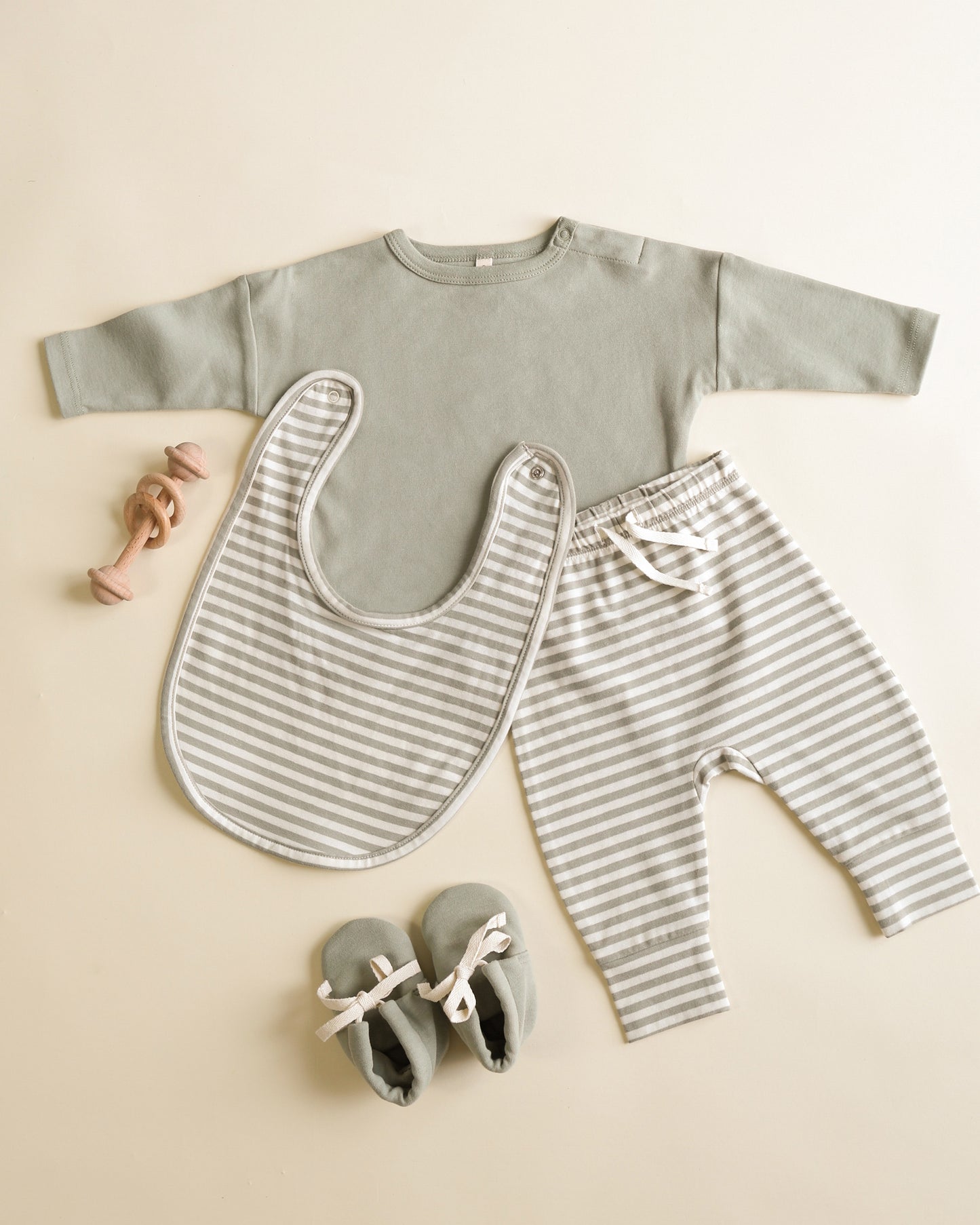 Jersey Snap Bib, 2 Pack || Fox Land, Fern Stripe - Rylee + Cru | Kids Clothes | Trendy Baby Clothes | Modern Infant Outfits |