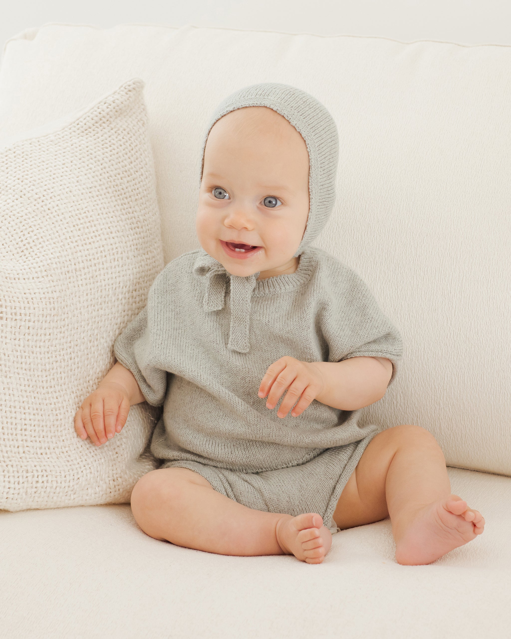 Relaxed Summer Knit Set || Heathered Sky - Rylee + Cru | Kids Clothes | Trendy Baby Clothes | Modern Infant Outfits |