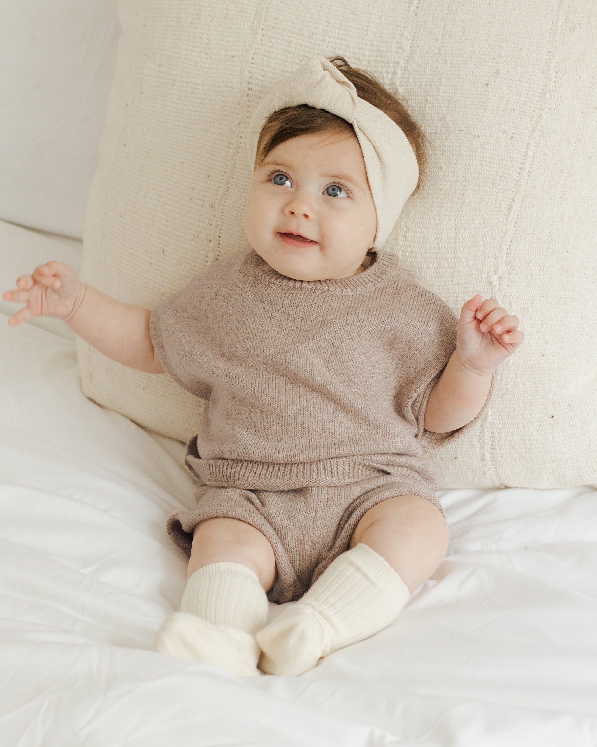 Relaxed Summer Knit Set || Heathered Oat - Rylee + Cru | Kids Clothes | Trendy Baby Clothes | Modern Infant Outfits |