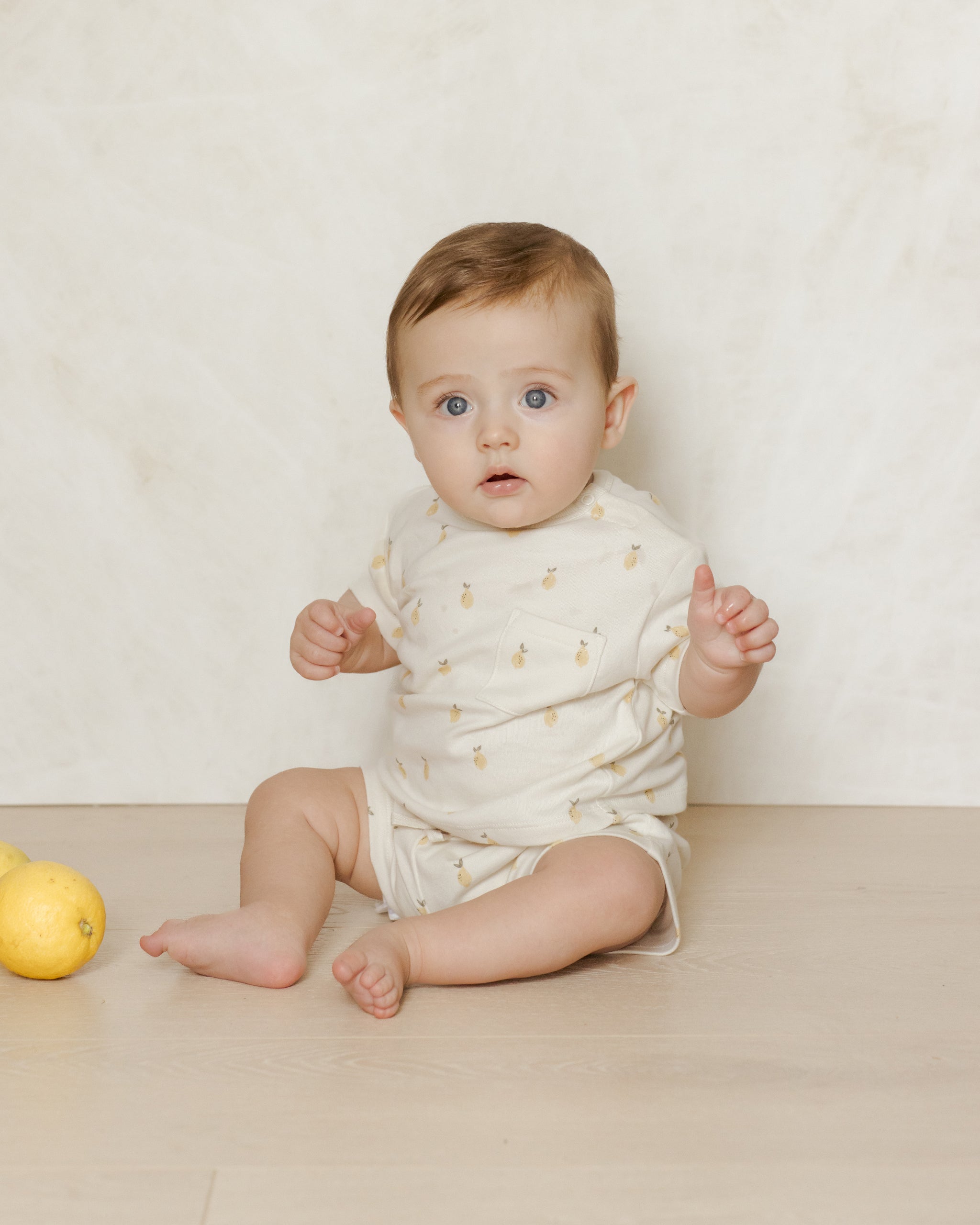 Boxy Pocket Tee + Short Set || Lemons - Rylee + Cru | Kids Clothes | Trendy Baby Clothes | Modern Infant Outfits |