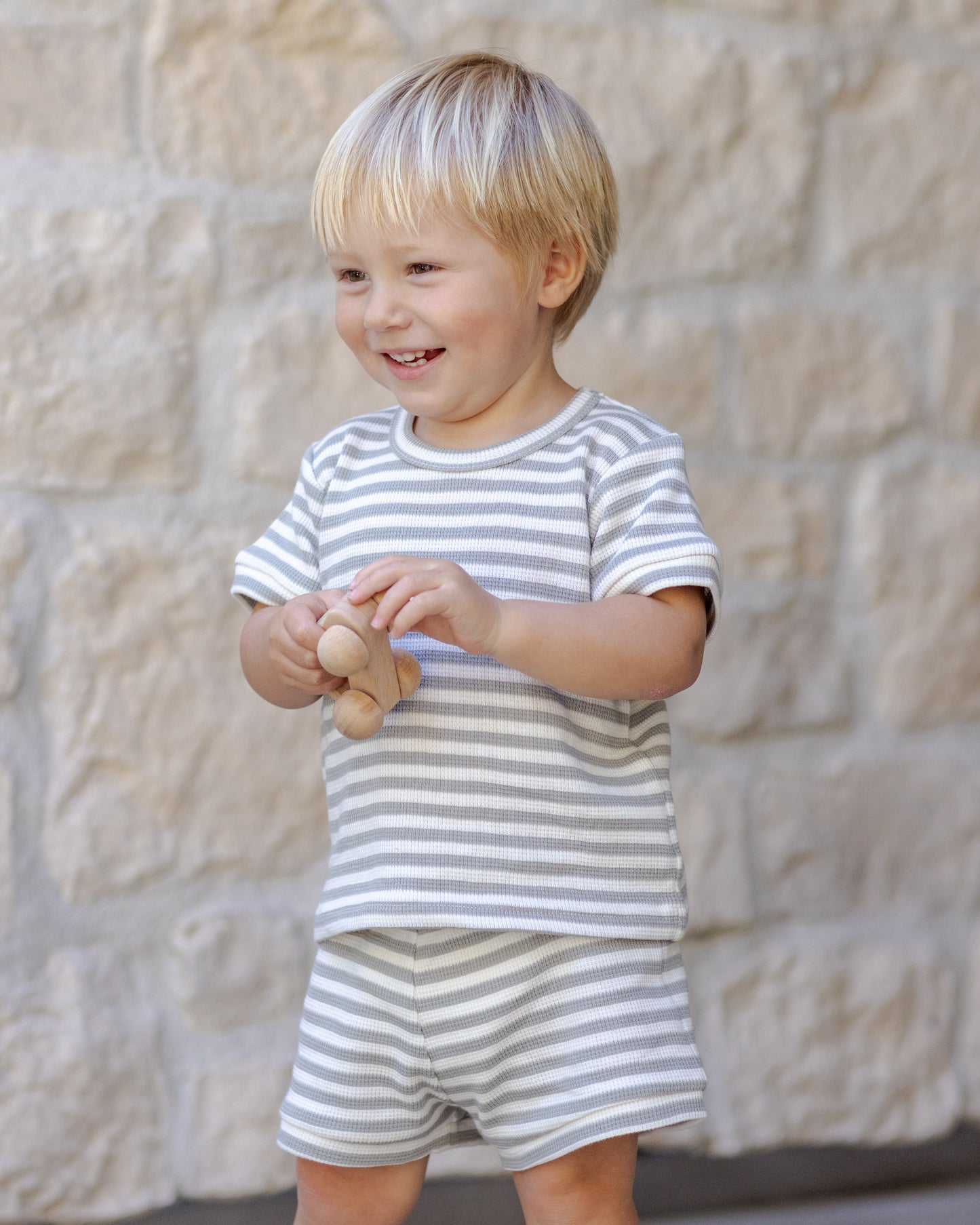 Waffle Shortie Set Sage Stripe - Rylee + Cru | Kids Clothes | Trendy Baby Clothes | Modern Infant Outfits |