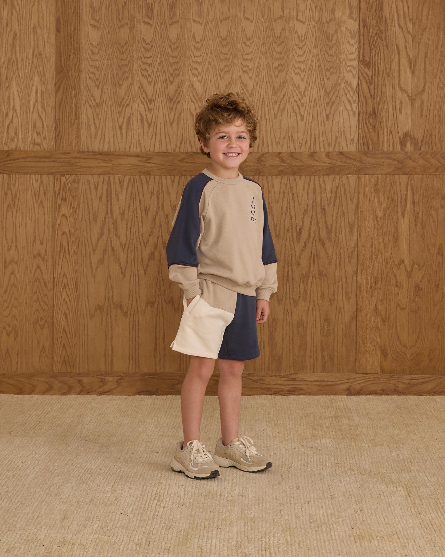 Boxing Short || Navy Color Block - Rylee + Cru | Kids Clothes | Trendy Baby Clothes | Modern Infant Outfits |