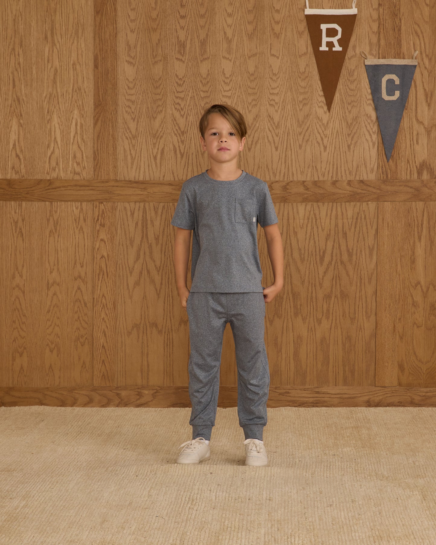 Cove Essential Pocket Tee || Heathered Navy - Rylee + Cru | Kids Clothes | Trendy Baby Clothes | Modern Infant Outfits |