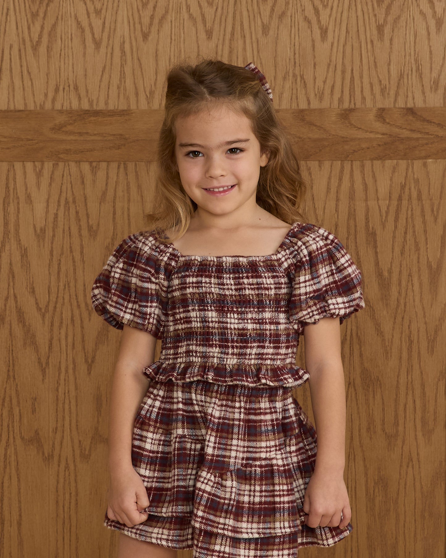 Tiered Mini Skirt || Burgundy Plaid - Rylee + Cru | Kids Clothes | Trendy Baby Clothes | Modern Infant Outfits |