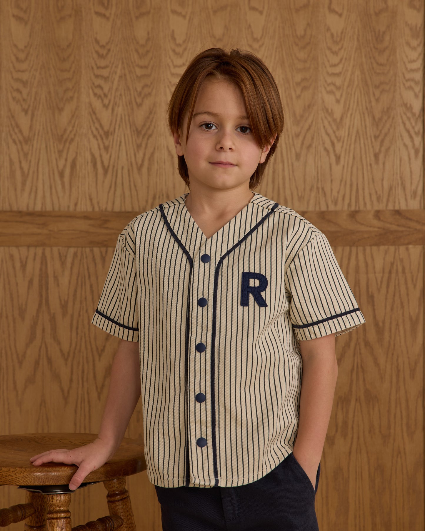 Baseball Shirt || Navy Pinstripe - Rylee + Cru | Kids Clothes | Trendy Baby Clothes | Modern Infant Outfits |