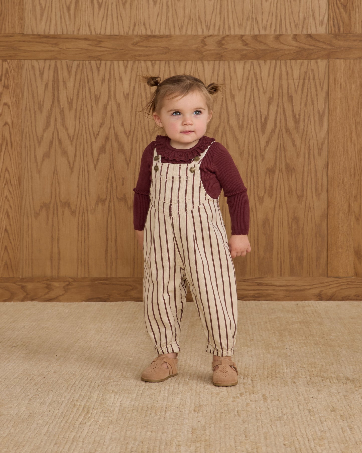 Vintage Overall || Burgundy Stripe - Rylee + Cru | Kids Clothes | Trendy Baby Clothes | Modern Infant Outfits |
