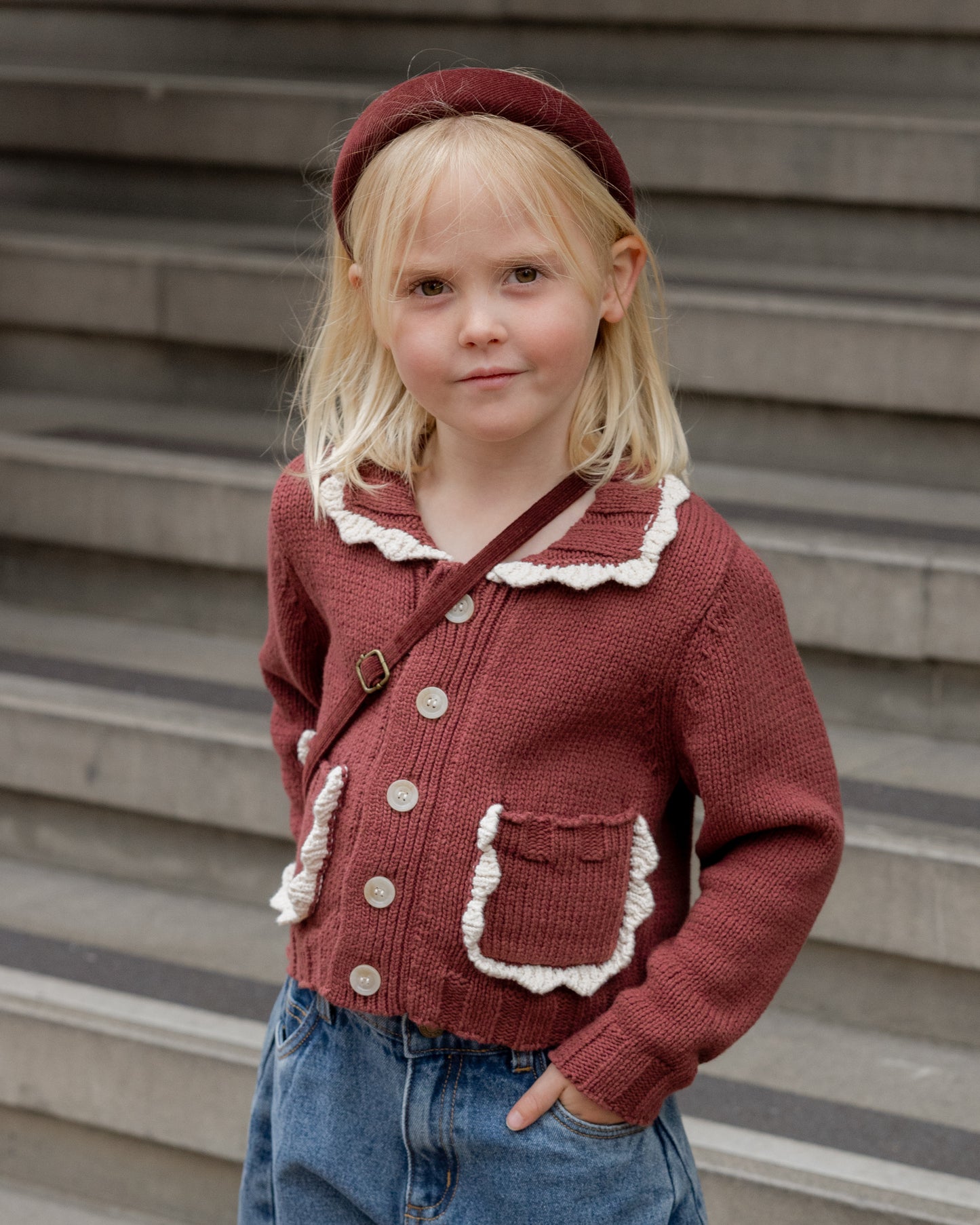 Collared Cardigan || Burgundy - Rylee + Cru | Kids Clothes | Trendy Baby Clothes | Modern Infant Outfits |