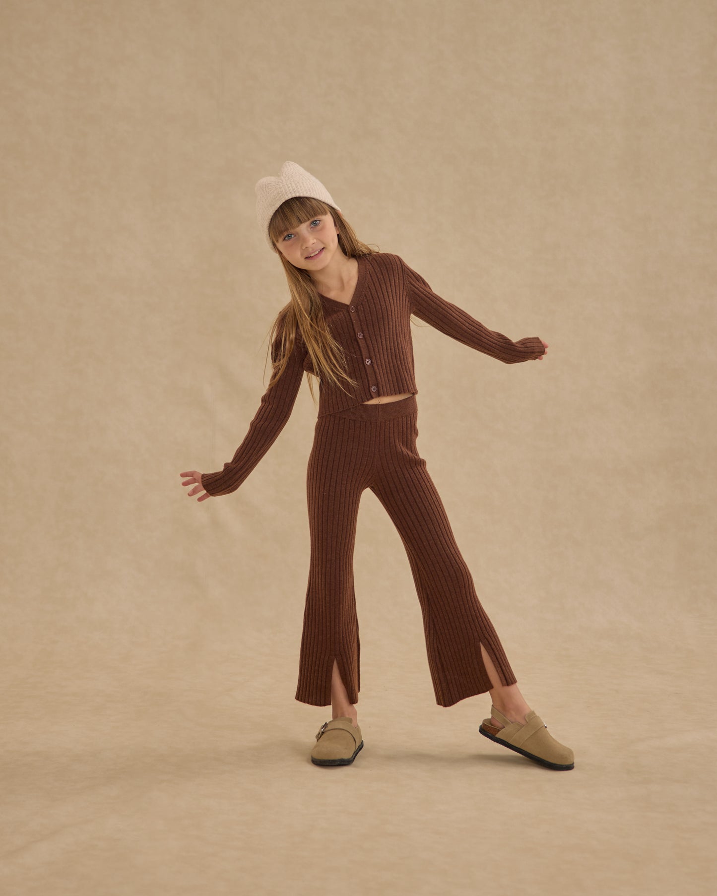 Flare Knit Pant || Brown - Rylee + Cru | Kids Clothes | Trendy Baby Clothes | Modern Infant Outfits |