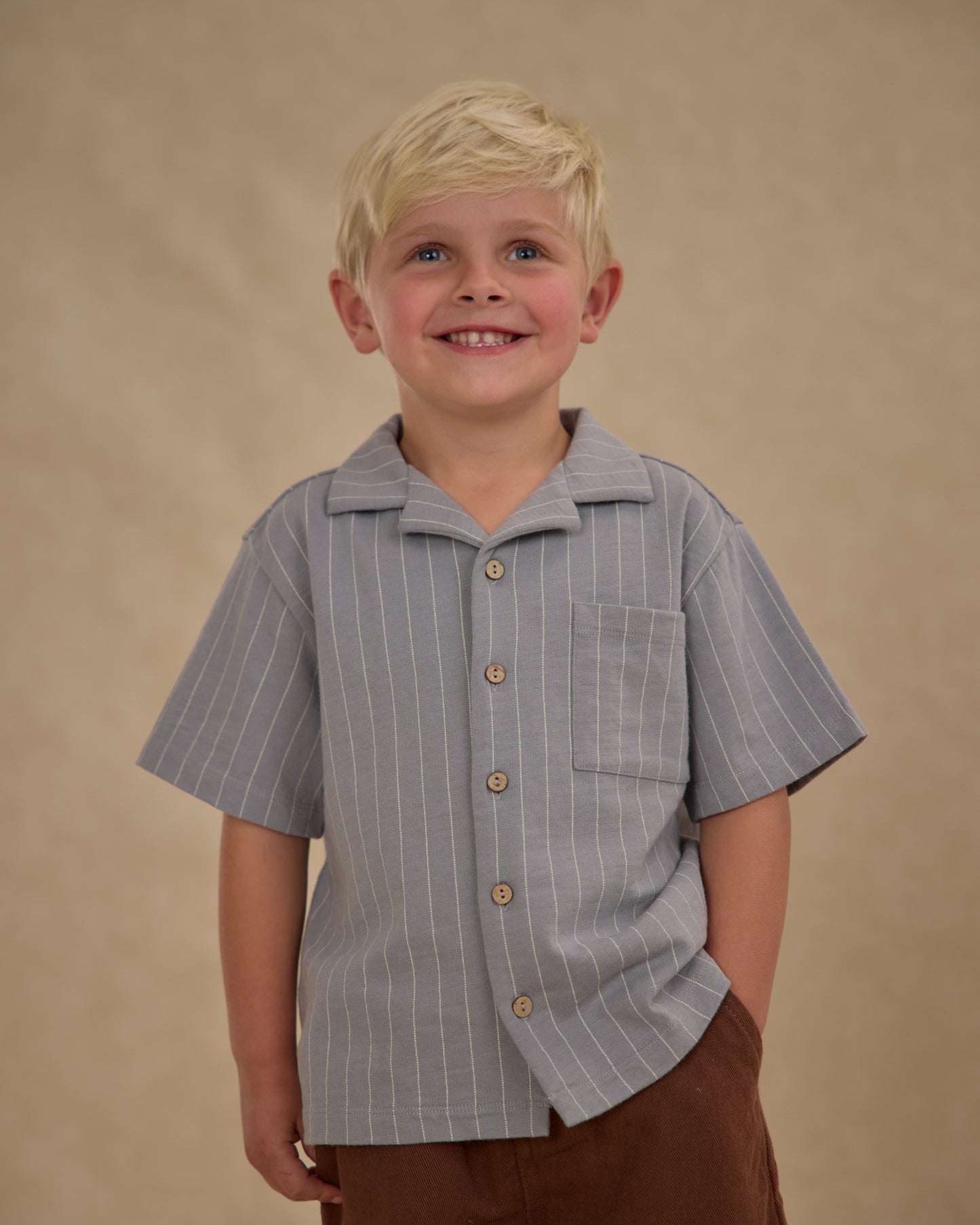 Lapel Collar Shirt || Blue Stripe - Rylee + Cru | Kids Clothes | Trendy Baby Clothes | Modern Infant Outfits |