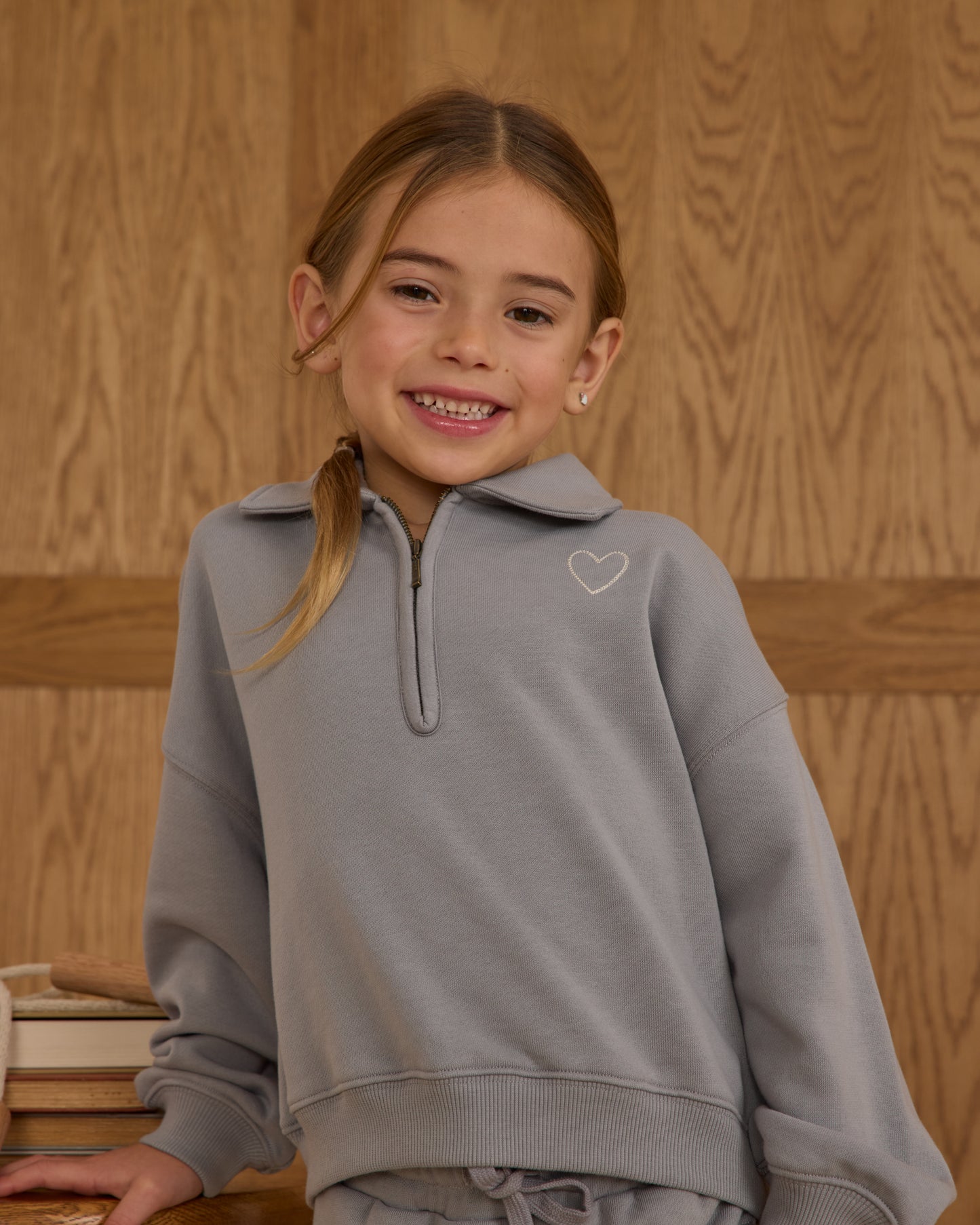Quarter Zip Sweatshirt || Dusty Blue - Rylee + Cru | Kids Clothes | Trendy Baby Clothes | Modern Infant Outfits |