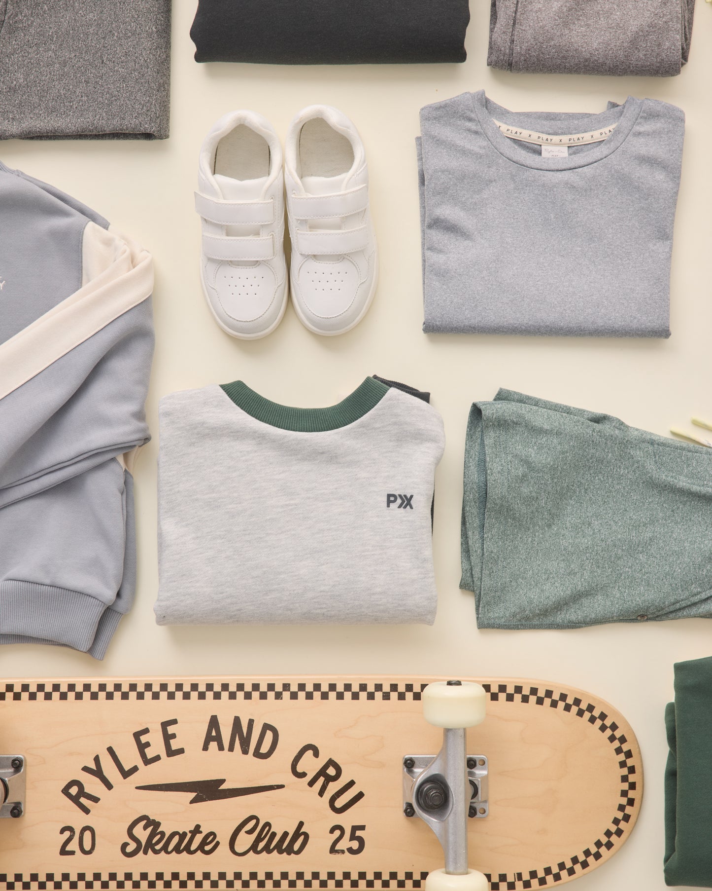 Relaxed Sweatshirt || Heathered Ash - Rylee + Cru | Kids Clothes | Trendy Baby Clothes | Modern Infant Outfits |