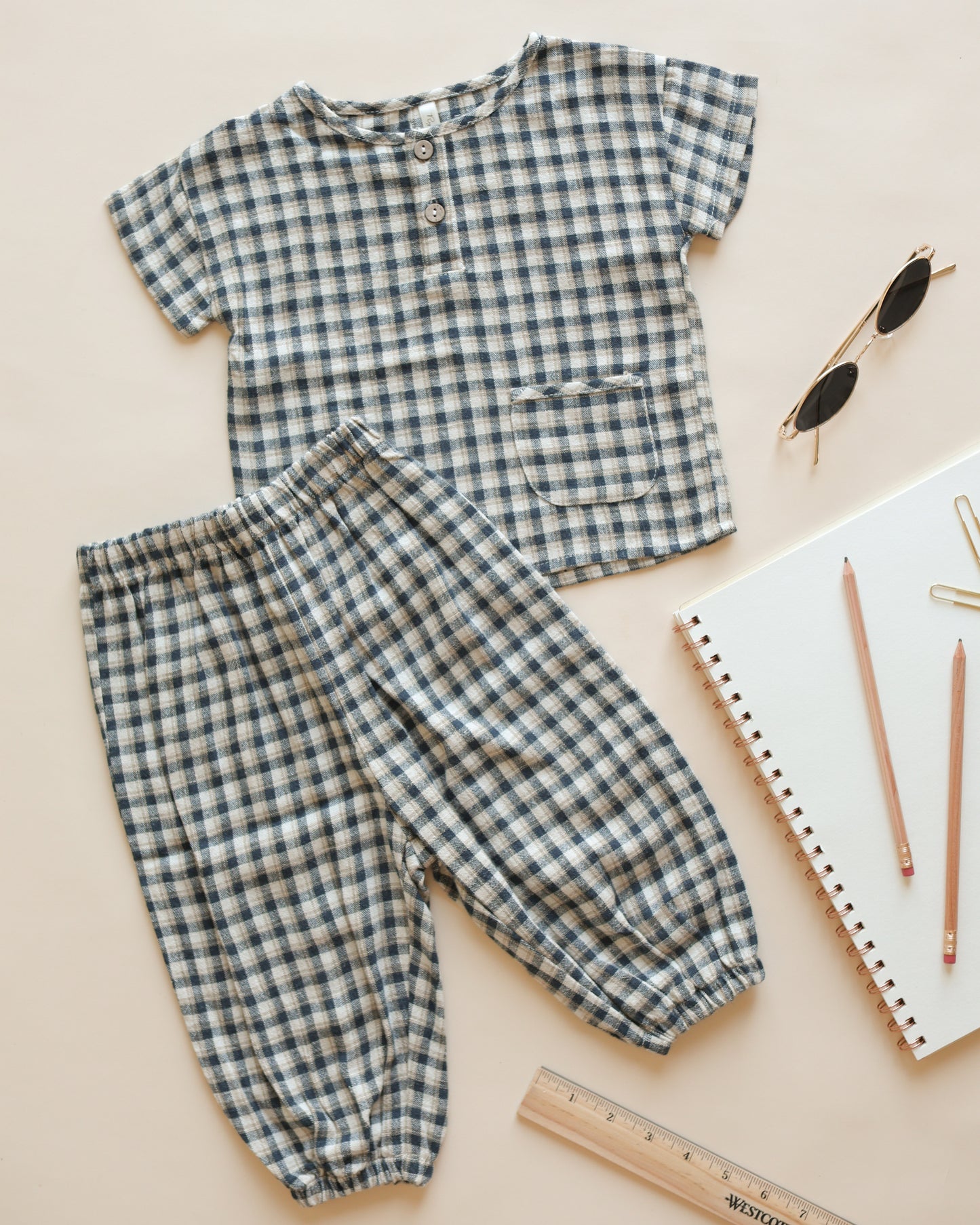 Parachute Pant || Navy Check - Rylee + Cru | Kids Clothes | Trendy Baby Clothes | Modern Infant Outfits |