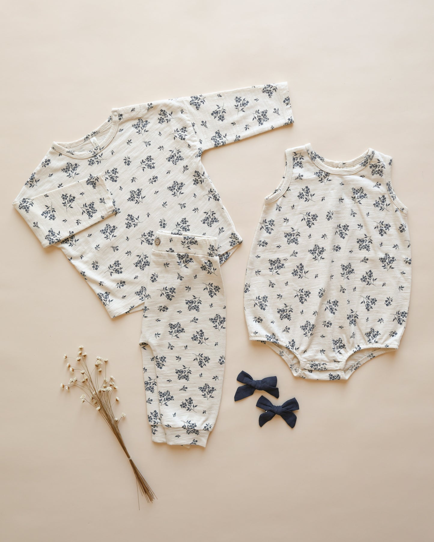 Bubble Onesie || Blue Floral - Rylee + Cru | Kids Clothes | Trendy Baby Clothes | Modern Infant Outfits |