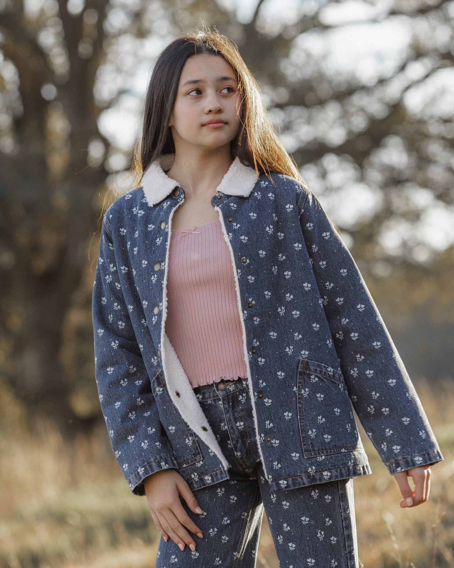 Teen Long Chore Coat Heart Ditsy - Rylee + Cru | Kids Clothes | Trendy Baby Clothes | Modern Infant Outfits |