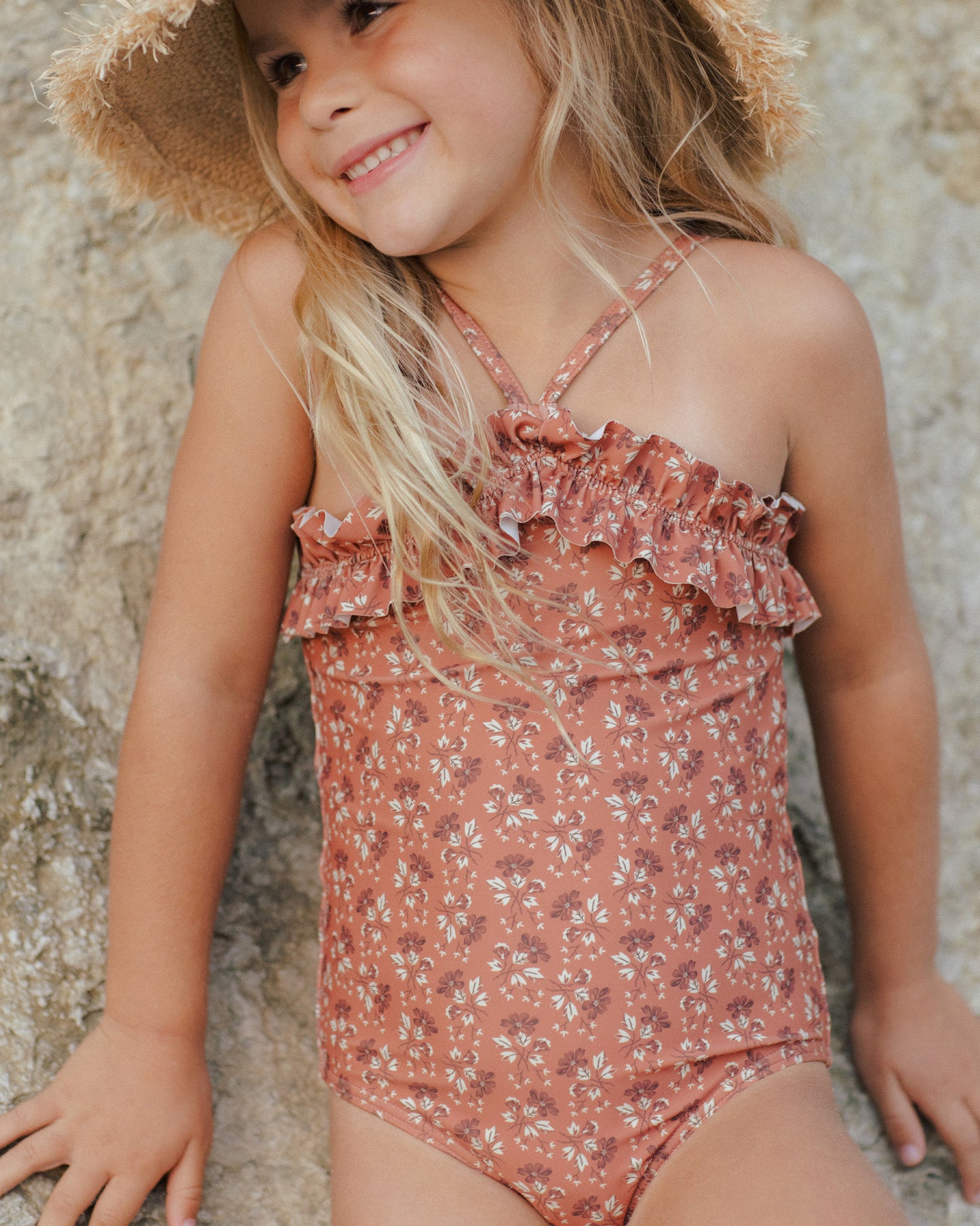 Rouched One-piece || Red Floral - Rylee + Cru | Kids Clothes | Trendy Baby Clothes | Modern Infant Outfits |