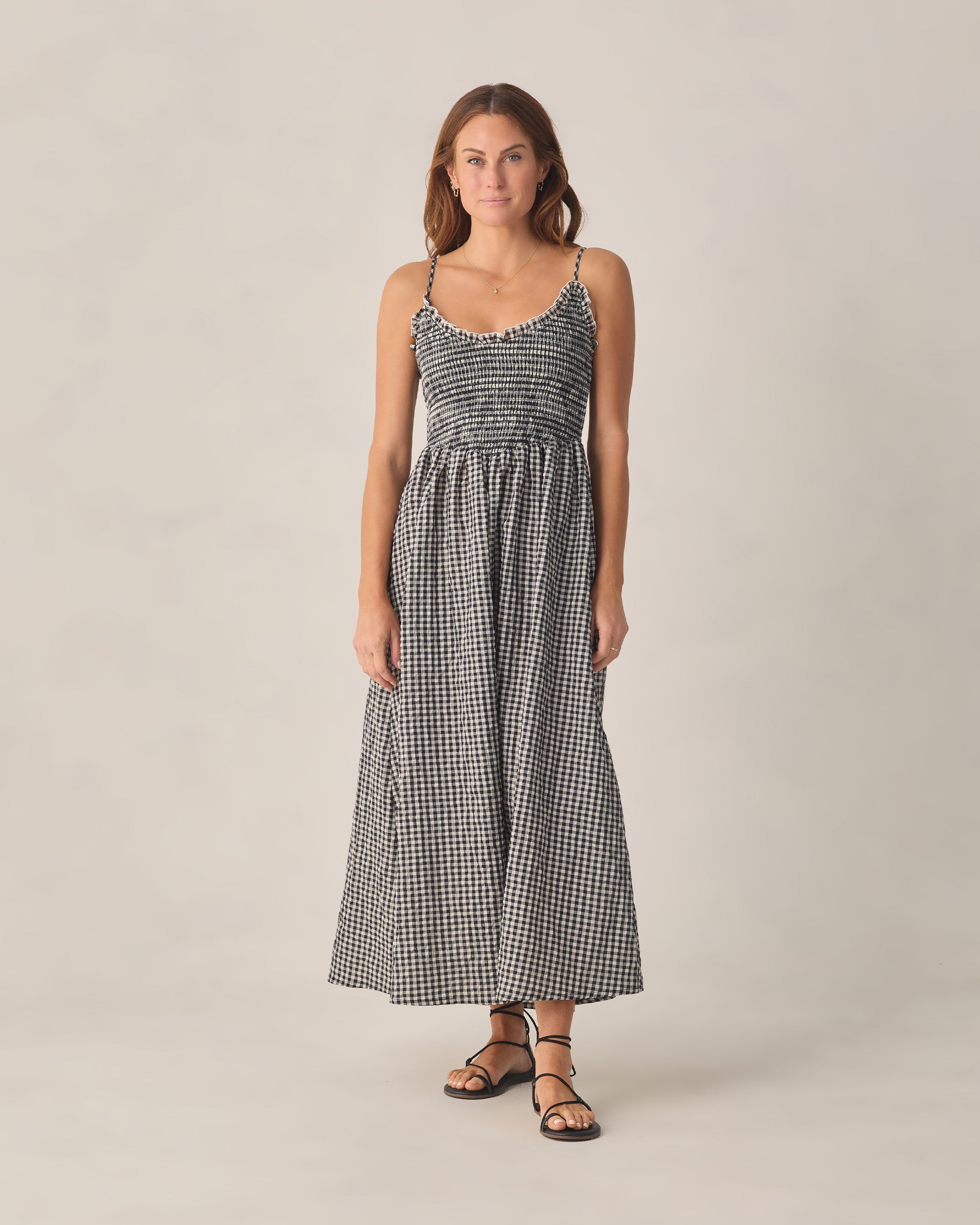 Women's Chrissy Dress Black Check, XL at Rylee + Cru Women's Chrissy Dress Black Check, XL at Rylee + Cru