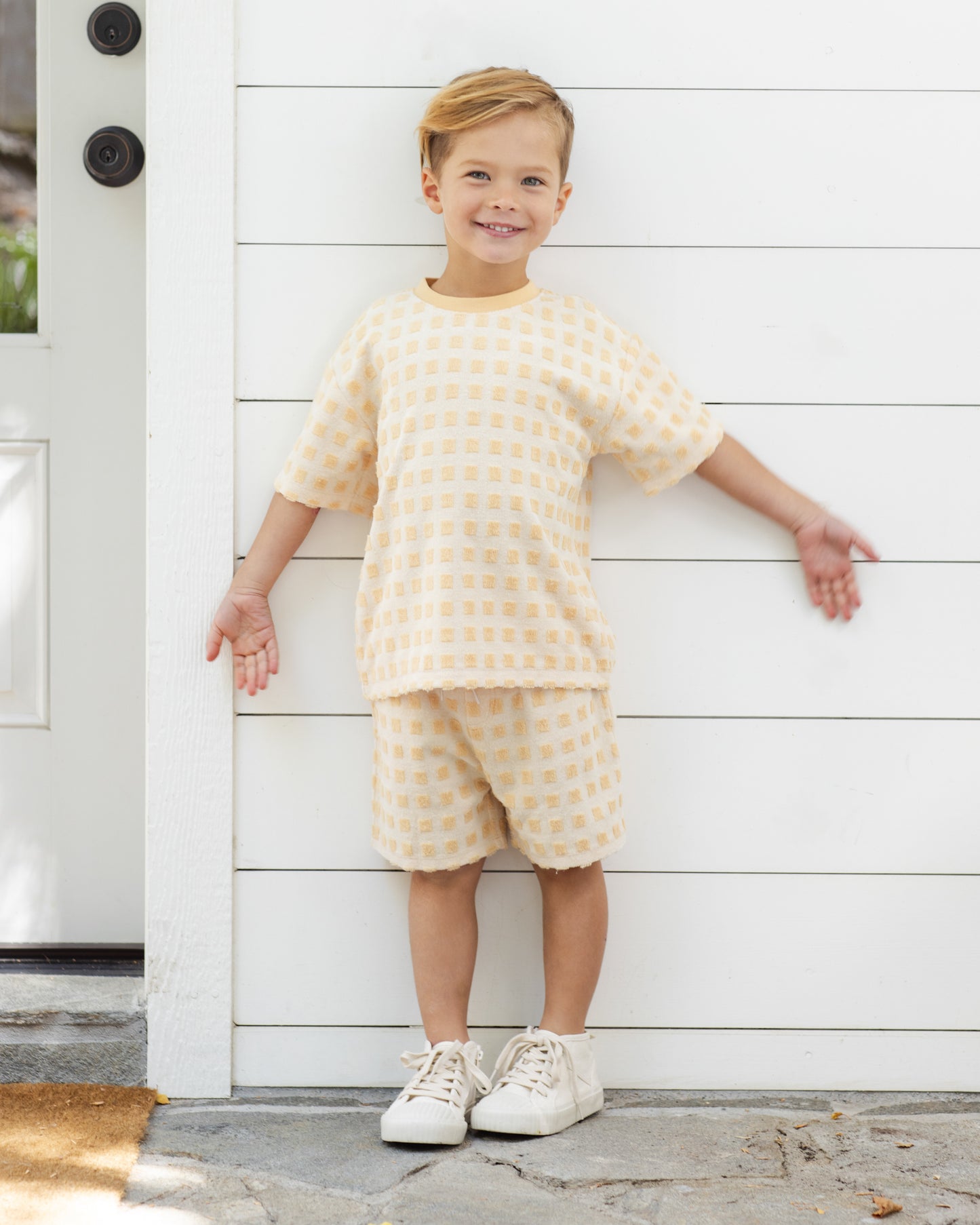 Terry Boys Short Butterscotch Grid