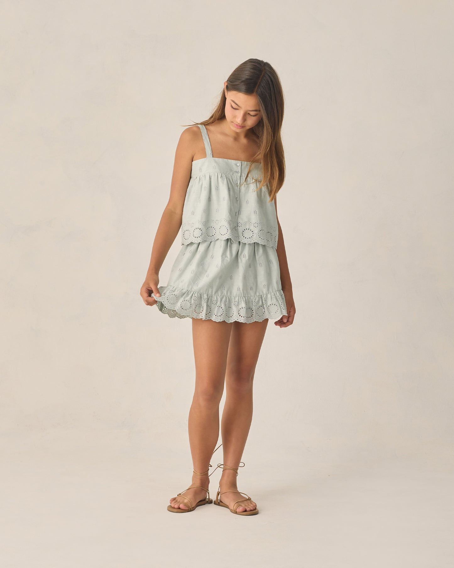 Teen Eyelet Swing Top Seafoam