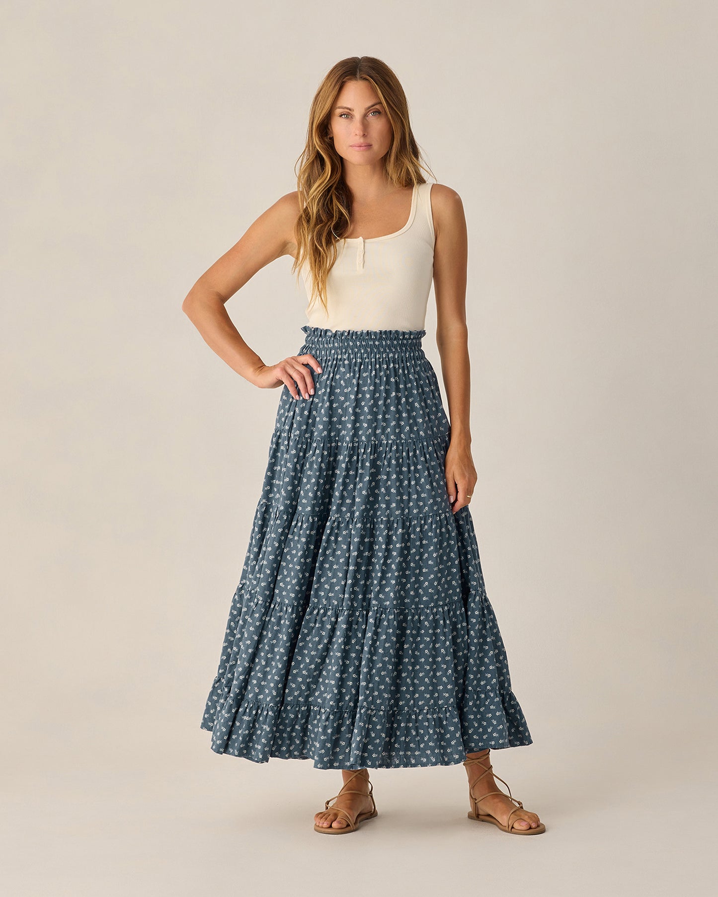 Women's Ruffle Tiered Maxi Skirt Ditsy