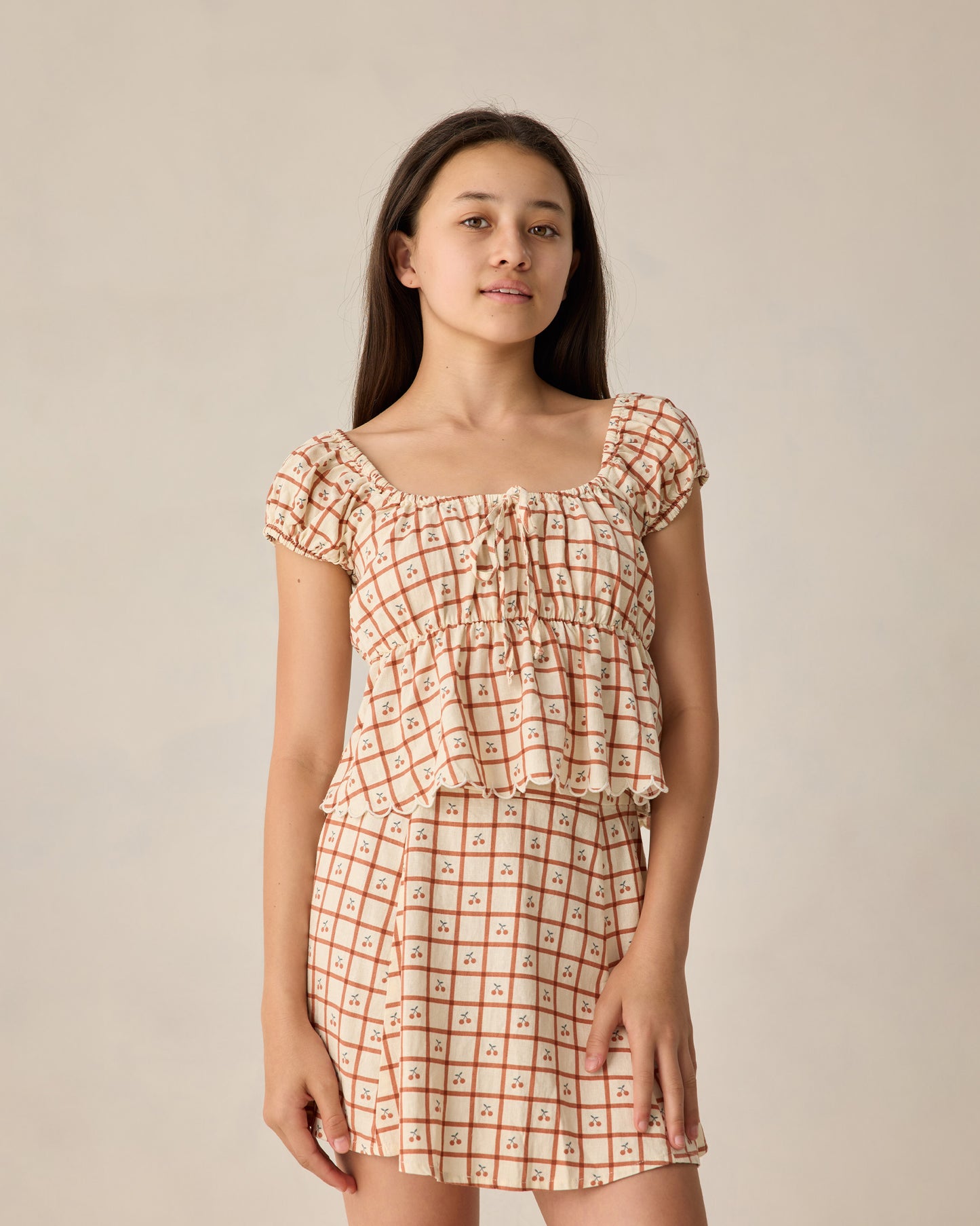 Teen Rachel Skirt Cherry Check - Rylee + Cru | Kids Clothes | Trendy Baby Clothes | Modern Infant Outfits |